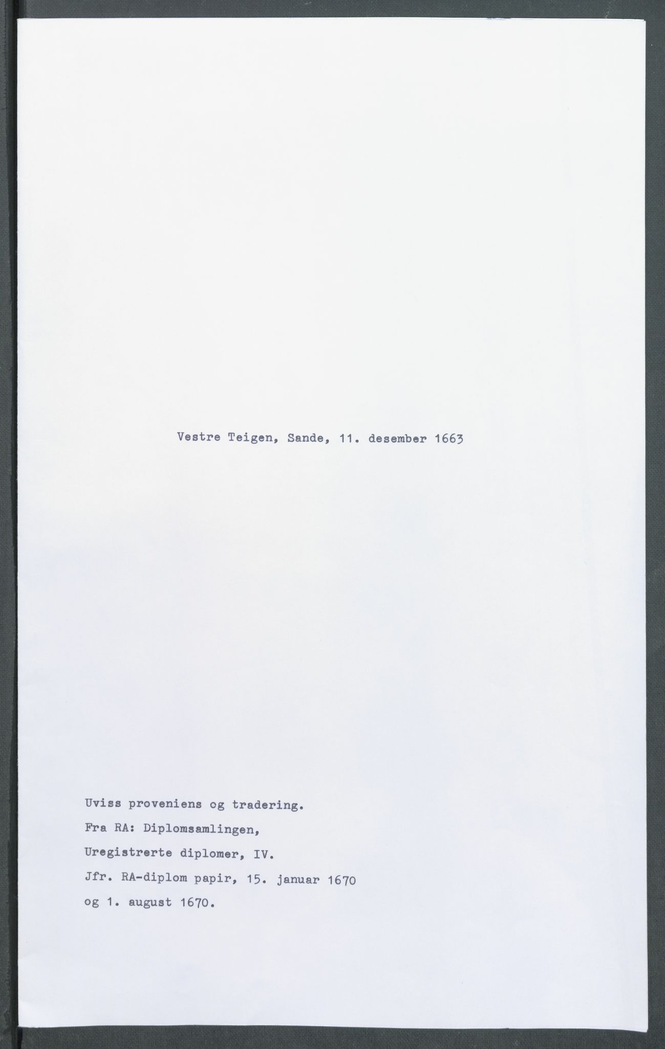 Riksarkivets diplomsamling, AV/RA-EA-5965/F02/L0169: Dokumenter, 1661-1663, p. 241