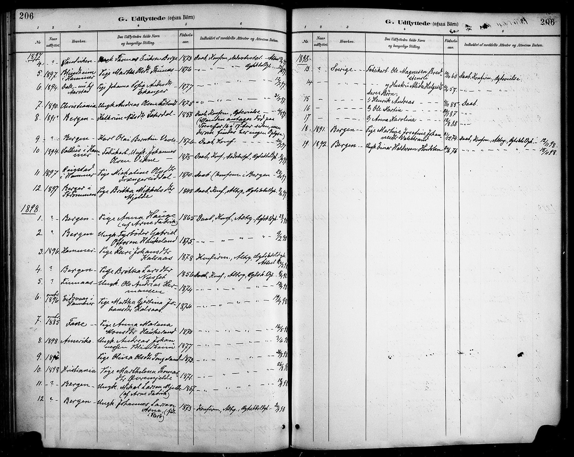 Haus sokneprestembete, SAB/A-75601/H/Haa/Haad/L0001: Parish register (official) no. D 1, 1887-1898, p. 206
