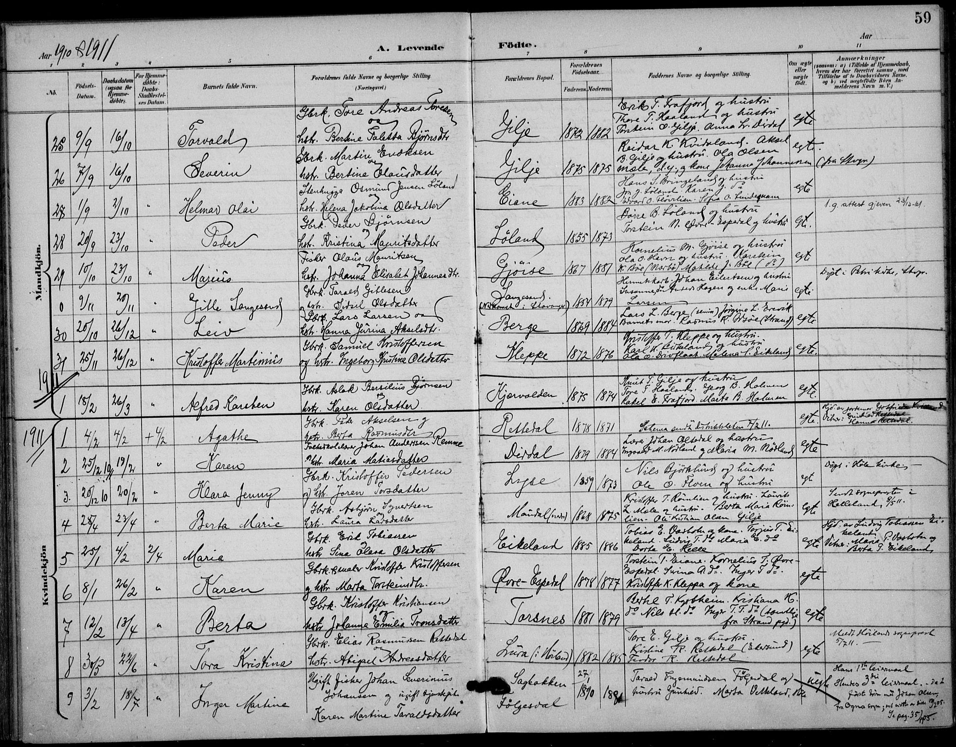 Høgsfjord sokneprestkontor, AV/SAST-A-101624/H/Ha/Haa/L0007: Parish register (official) no. A 7, 1898-1917, p. 59