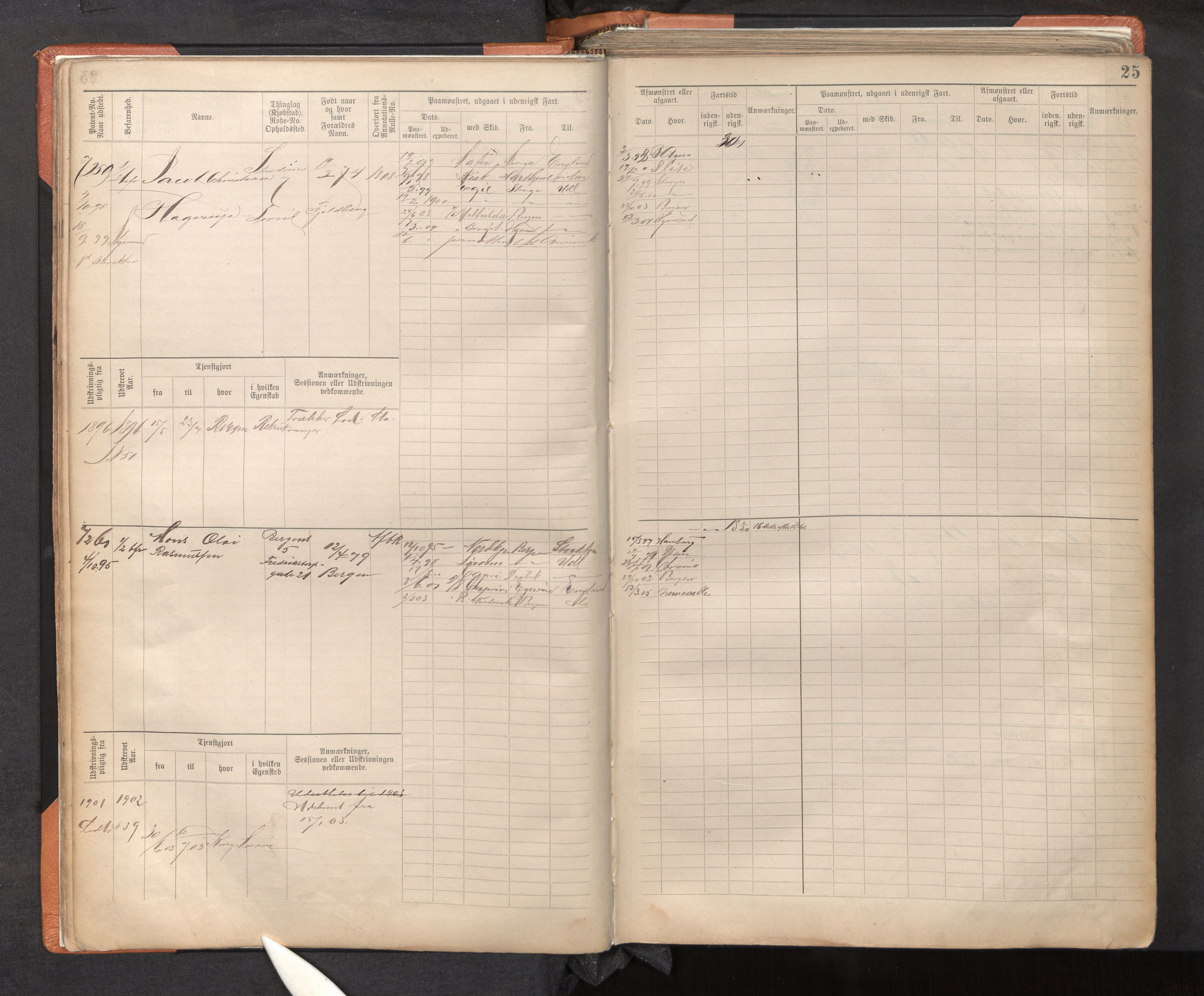 Innrulleringssjefen i Bergen, AV/SAB-A-100050/F/Fc/L0012: Sjøfartshovedrulle, nr. 7211 - 8168, 1895-1900, p. 25