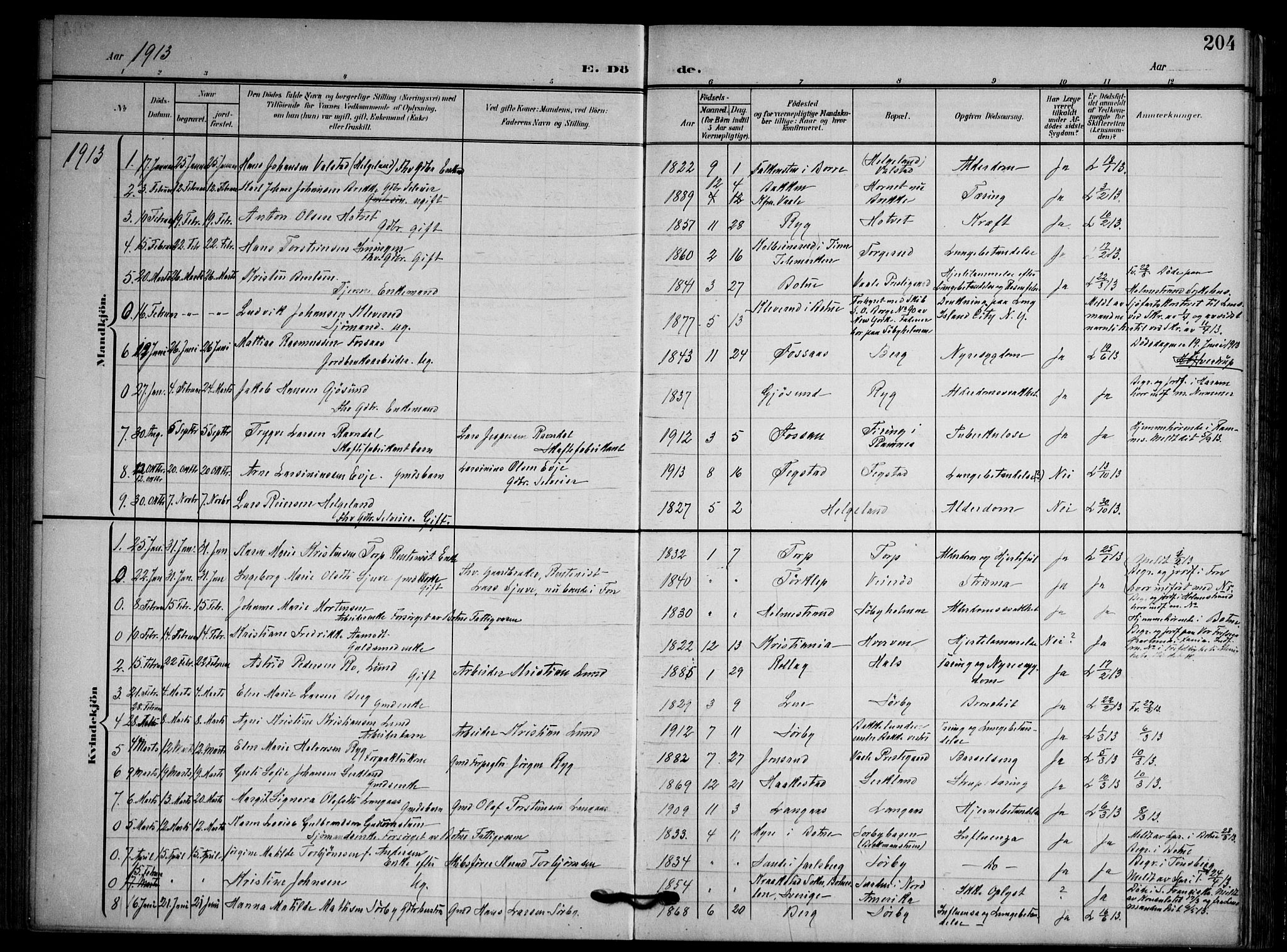 Våle kirkebøker, AV/SAKO-A-334/F/Fa/L0012: Parish register (official) no. I 12, 1907-1934, p. 204