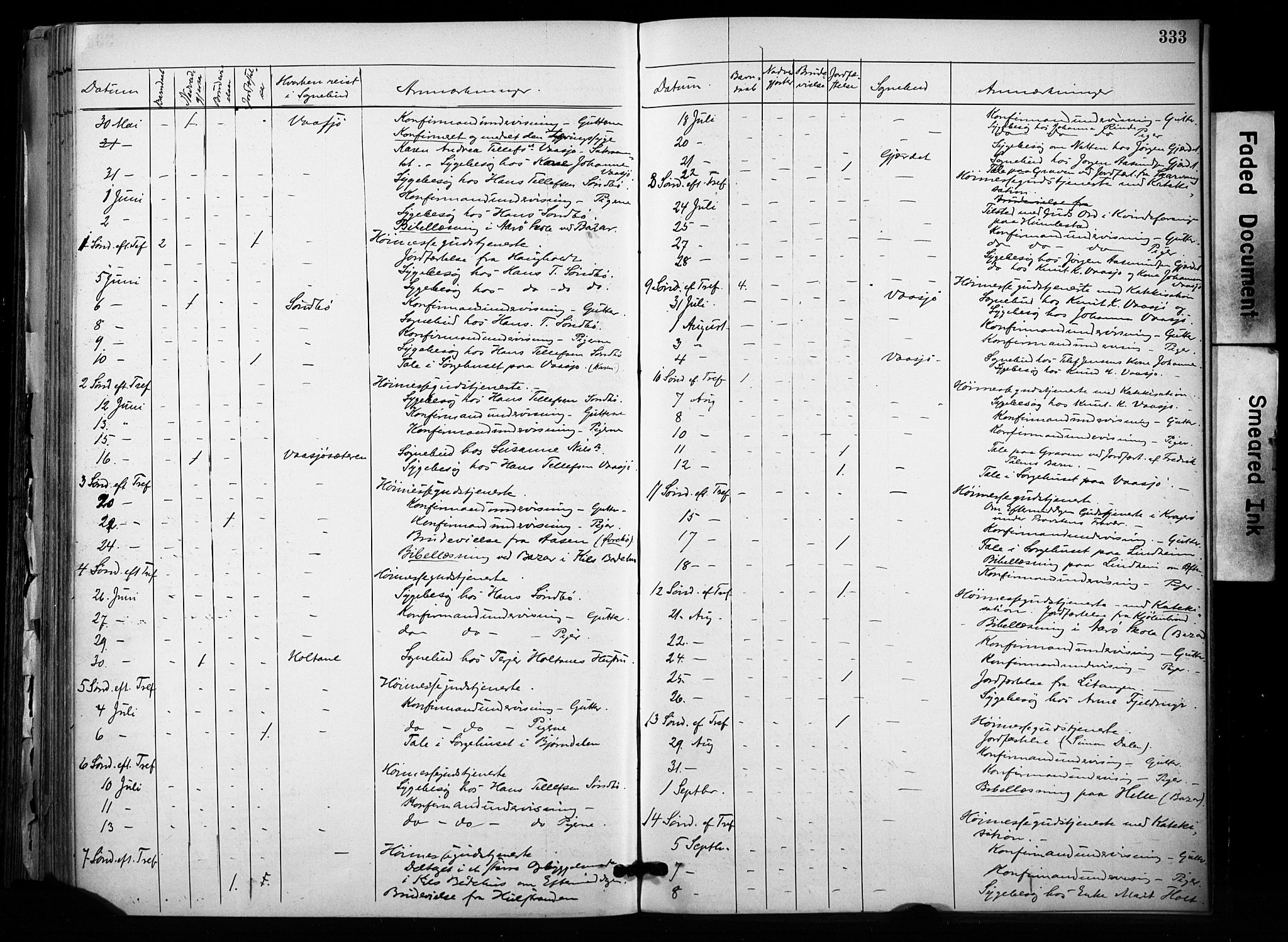 Sannidal kirkebøker, AV/SAKO-A-296/F/Fa/L0015: Parish register (official) no. 15, 1884-1899, p. 333