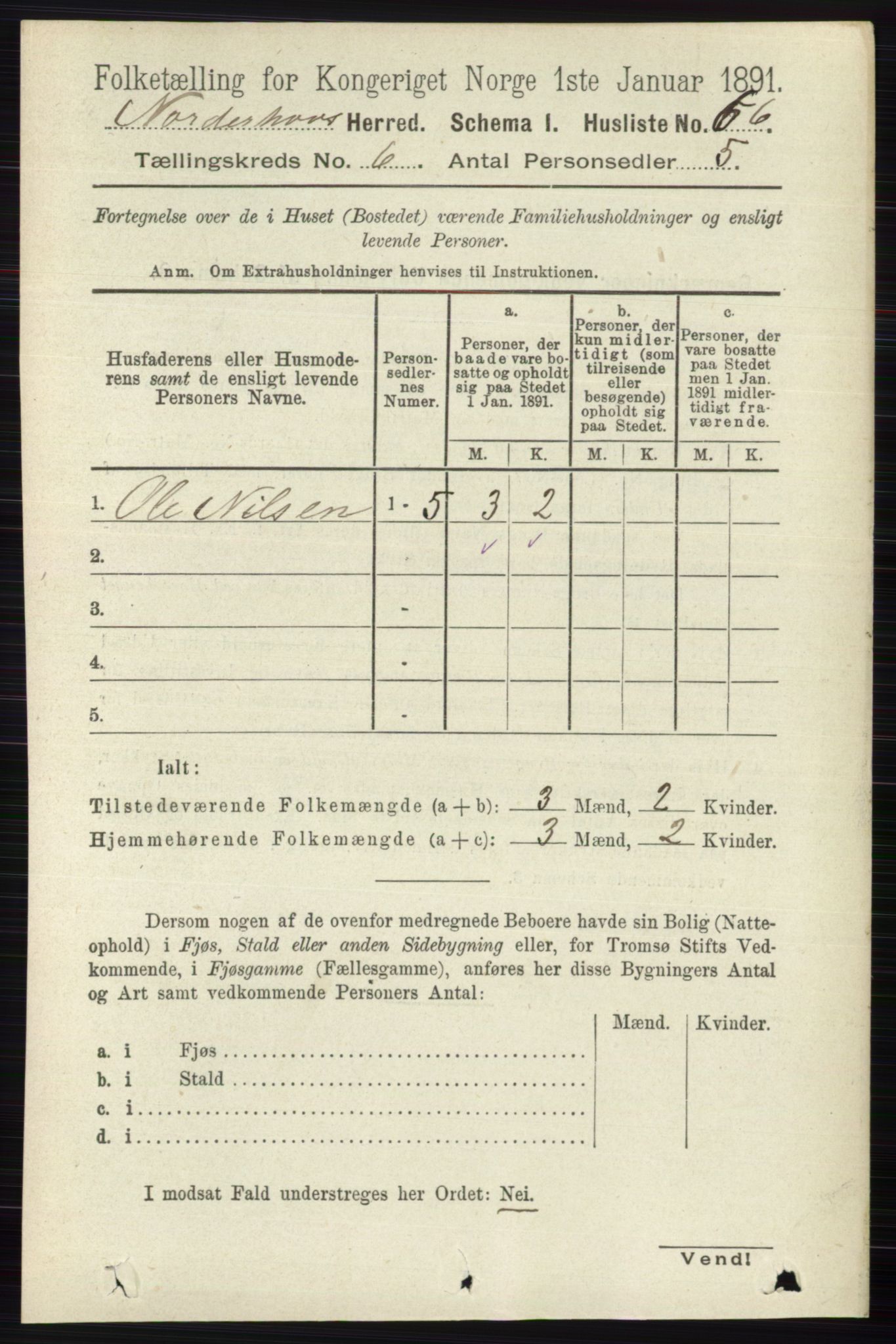 RA, 1891 census for 0613 Norderhov, 1891, p. 3994