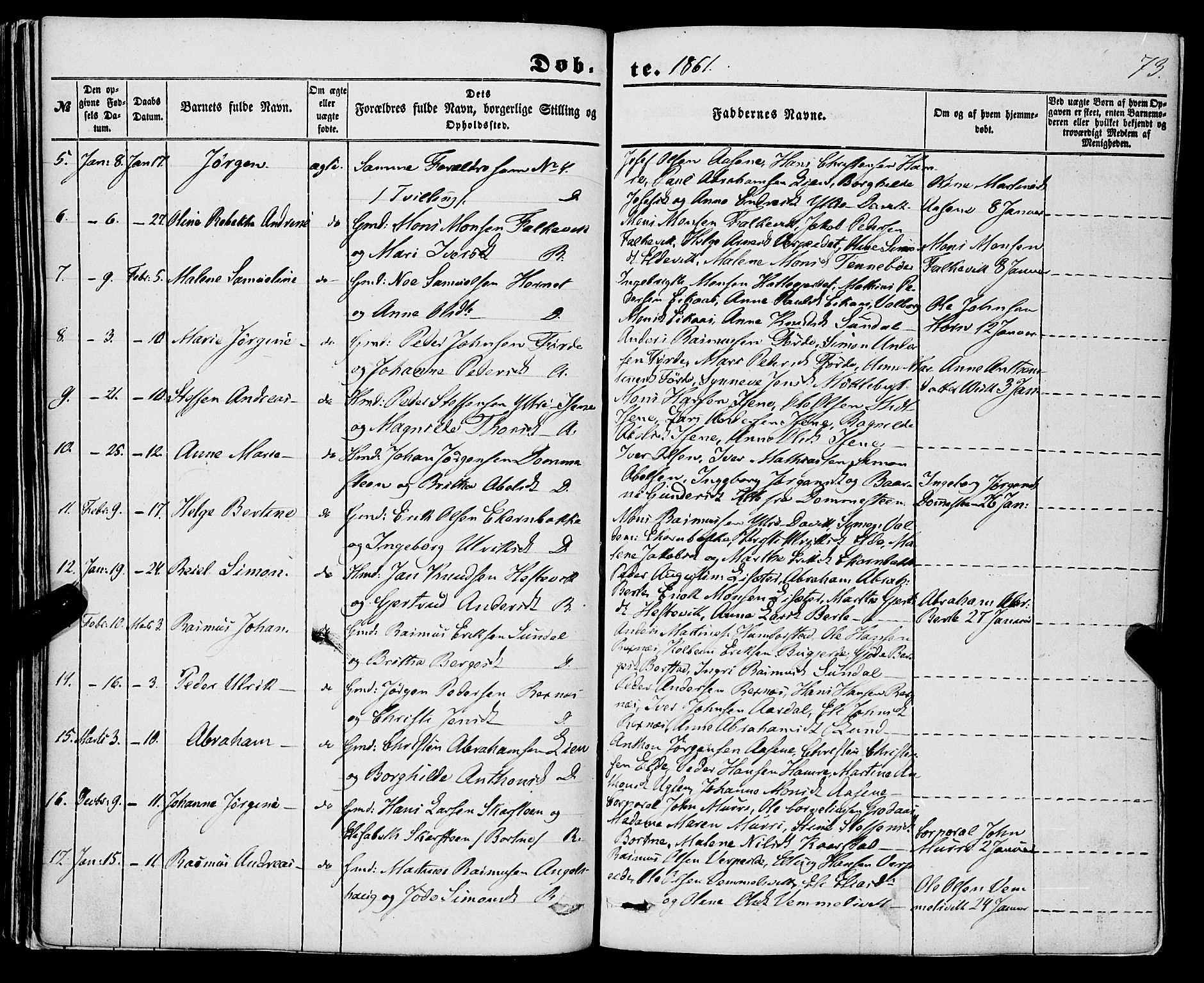 Davik sokneprestembete, AV/SAB-A-79701/H/Haa/Haaa/L0005: Parish register (official) no. A 5, 1850-1866, p. 73