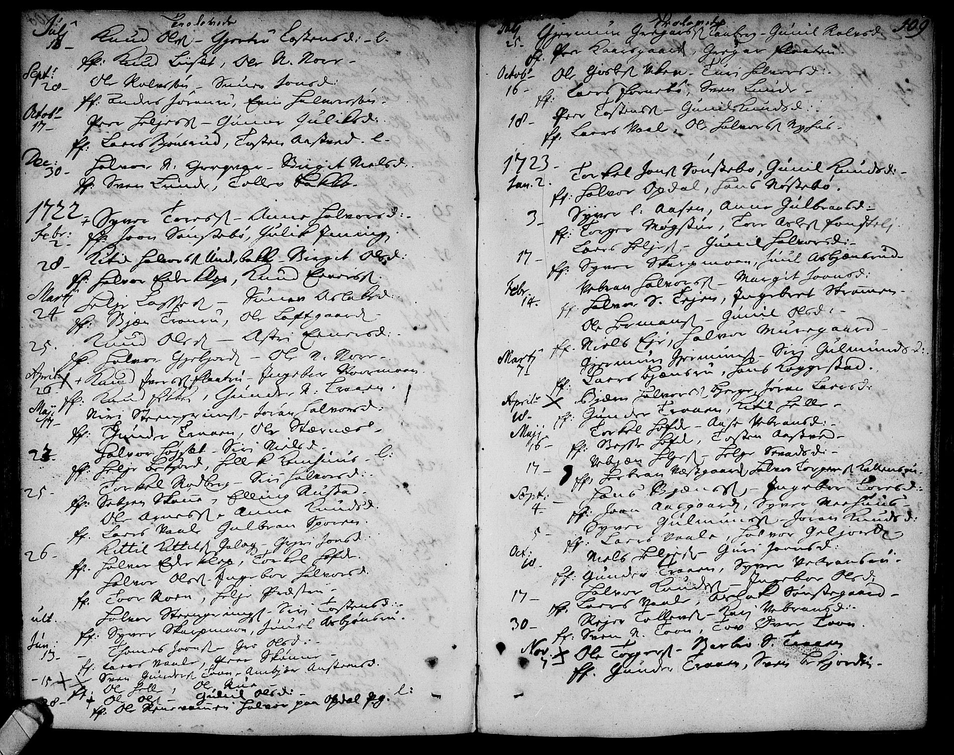 Rollag kirkebøker, SAKO/A-240/F/Fa/L0002: Parish register (official) no. I 2, 1714-1742, p. 109