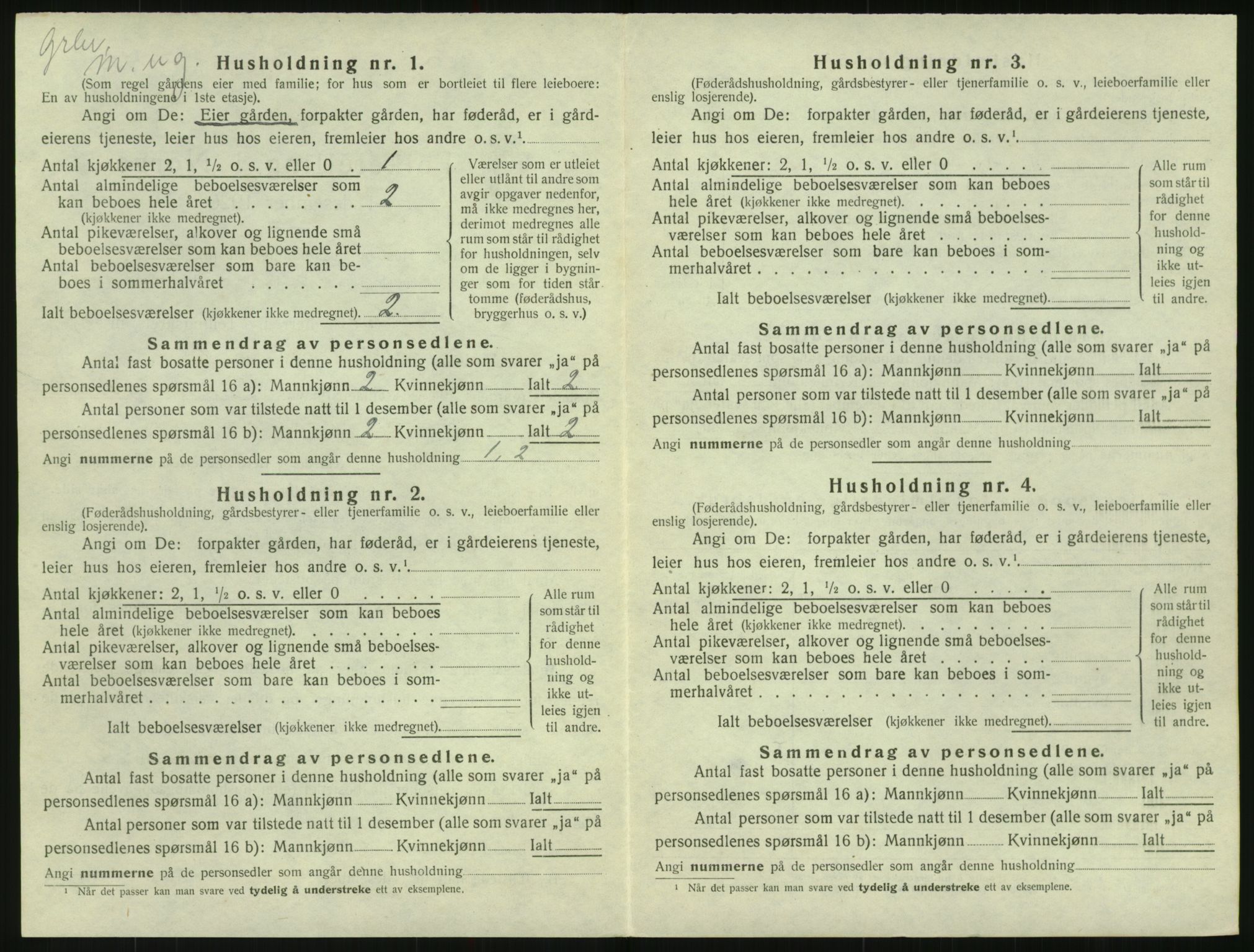 SAK, 1920 census for Herefoss, 1920, p. 165