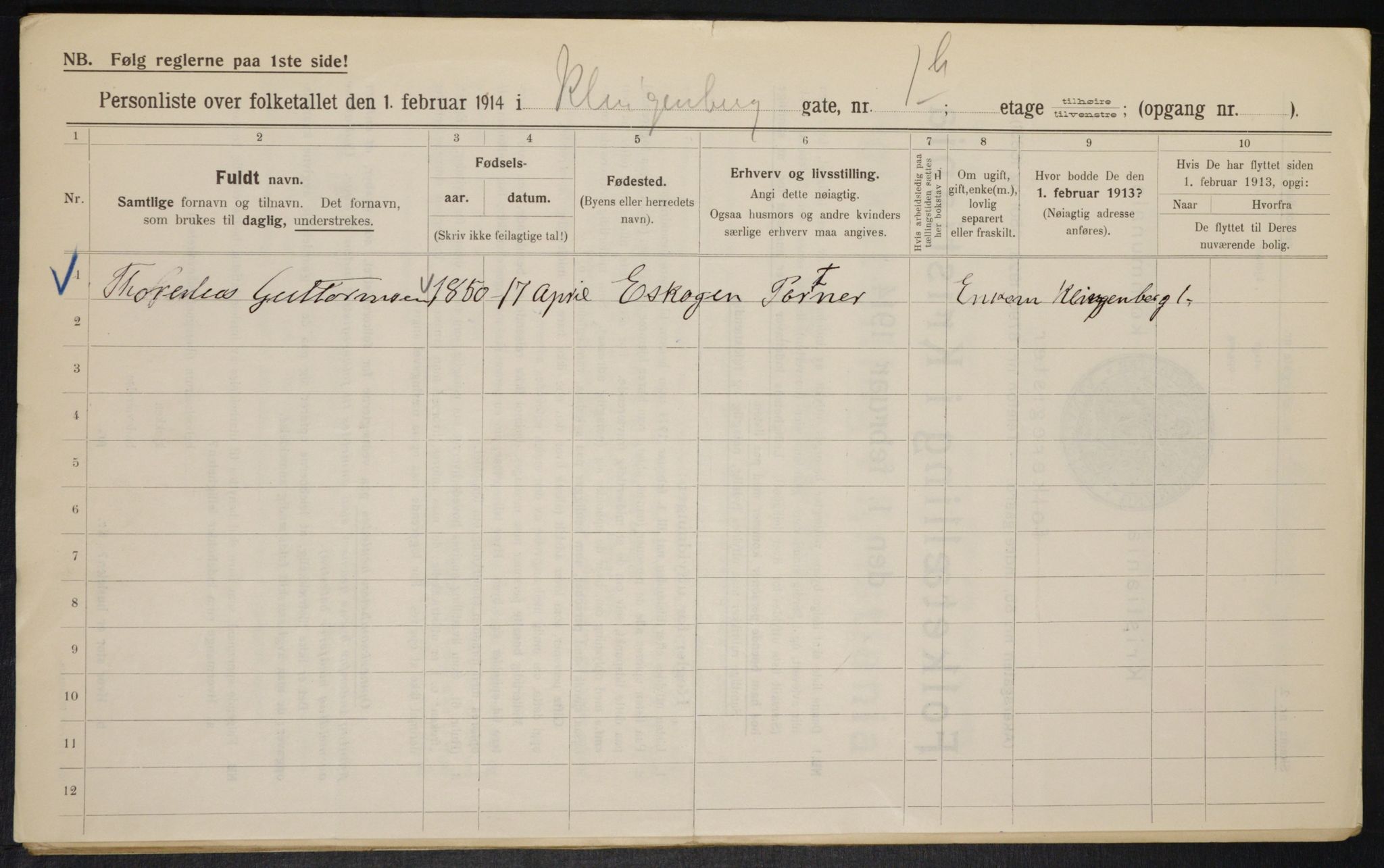 OBA, Municipal Census 1915 for Kristiania, 1915, p. 51382