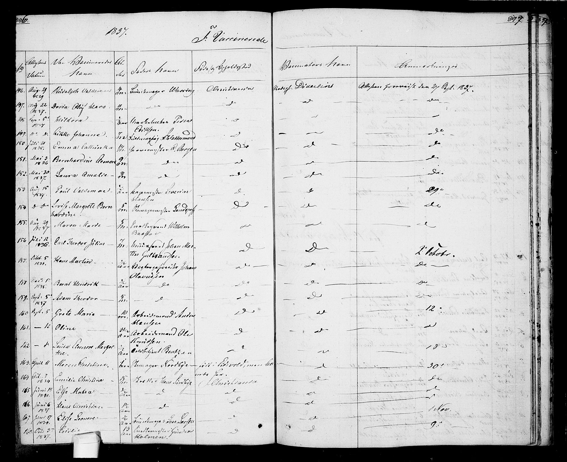 Oslo domkirke Kirkebøker, SAO/A-10752/F/Fa/L0022: Parish register (official) no. 22, 1824-1829, p. 896-897