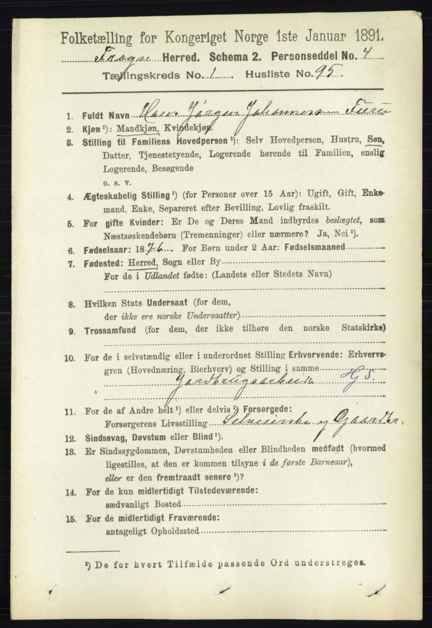 RA, 1891 census for 0215 Frogn, 1891, p. 1010