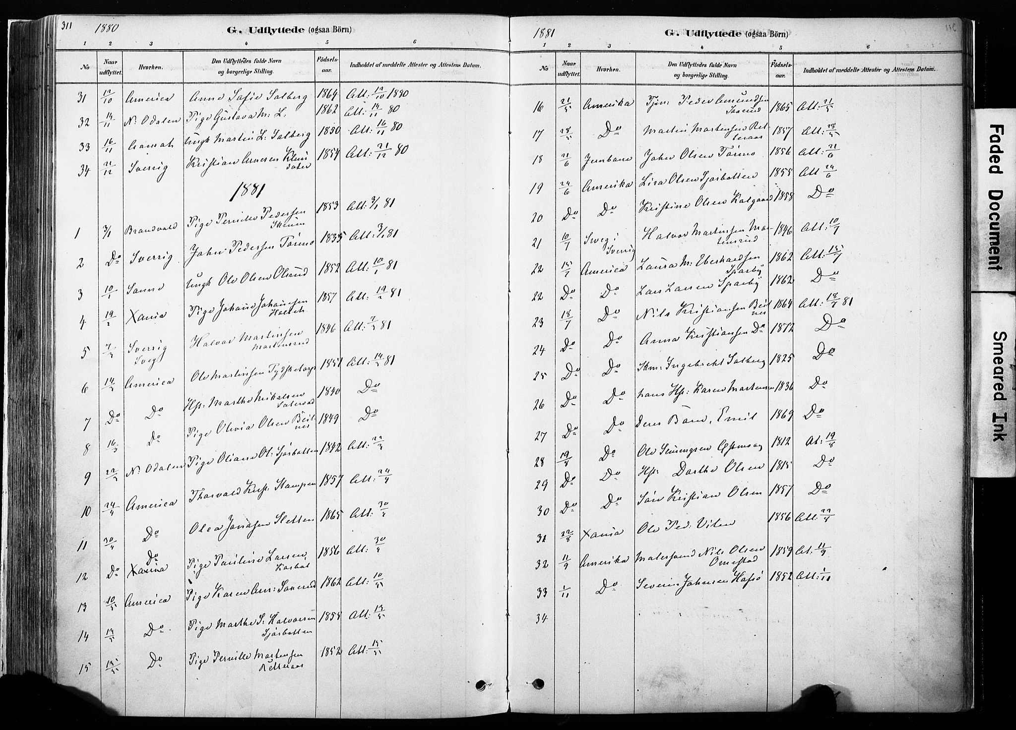 Hof prestekontor, SAH/PREST-038/H/Ha/Haa/L0010: Parish register (official) no. 10, 1878-1909, p. 311