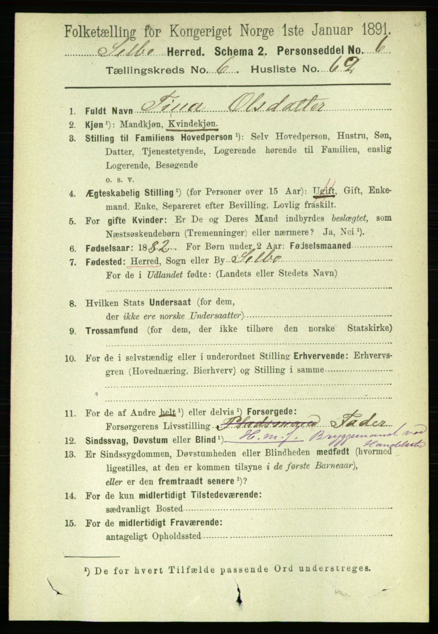 RA, 1891 census for 1664 Selbu, 1891, p. 2512