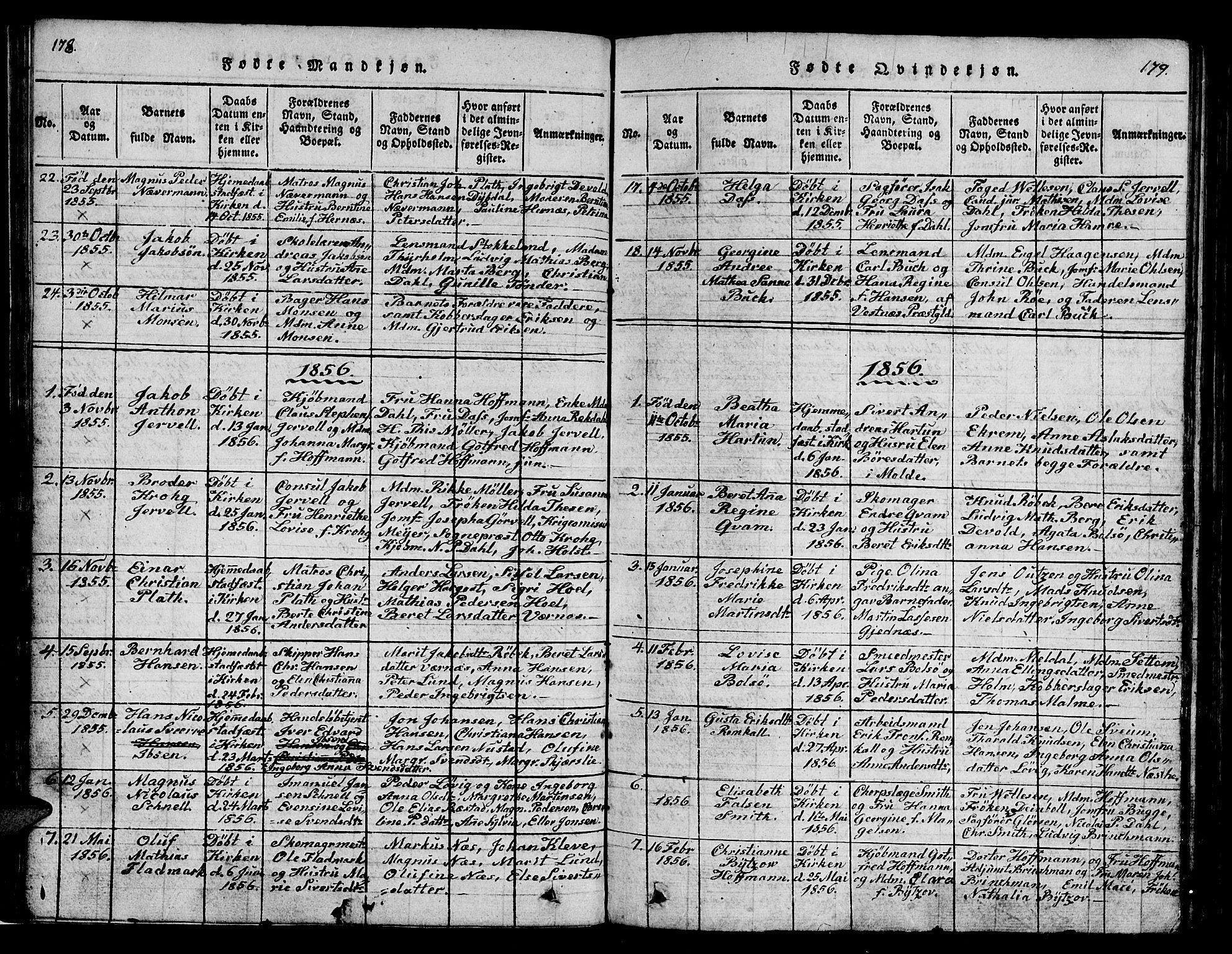 Ministerialprotokoller, klokkerbøker og fødselsregistre - Møre og Romsdal, SAT/A-1454/558/L0700: Parish register (copy) no. 558C01, 1818-1868, p. 178-179