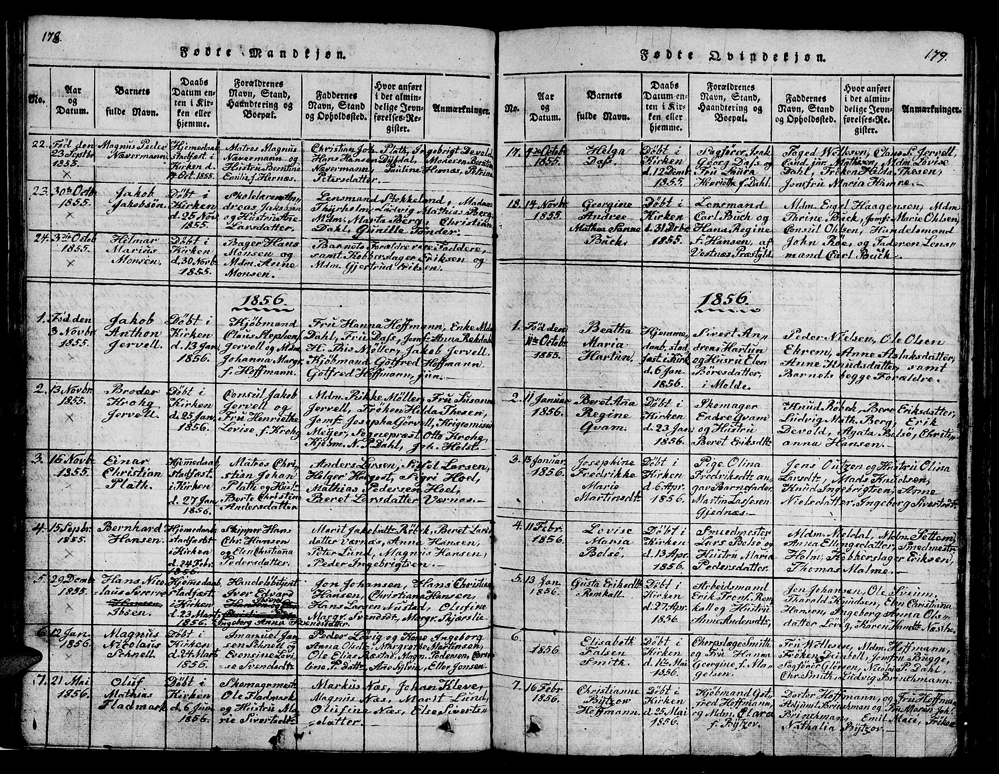 Ministerialprotokoller, klokkerbøker og fødselsregistre - Møre og Romsdal, AV/SAT-A-1454/558/L0700: Parish register (copy) no. 558C01, 1818-1868, p. 178-179