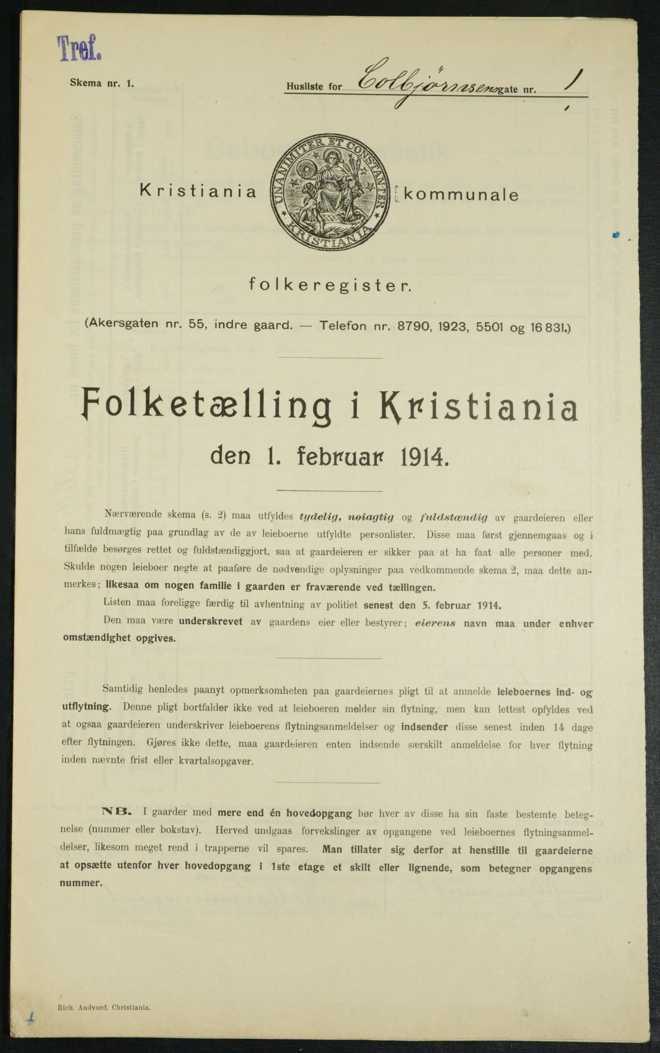 OBA, Municipal Census 1914 for Kristiania, 1914, p. 13034