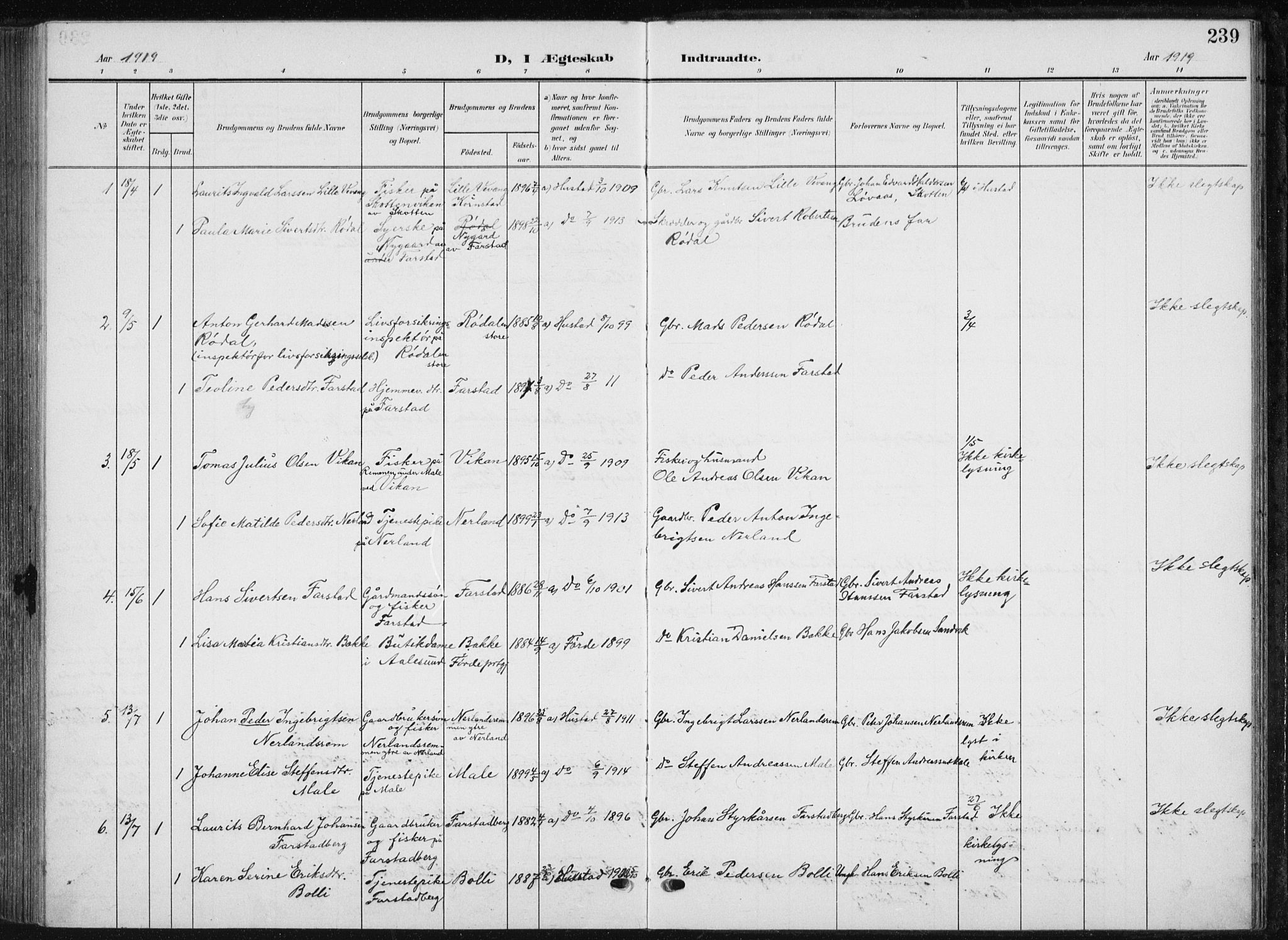 Ministerialprotokoller, klokkerbøker og fødselsregistre - Møre og Romsdal, AV/SAT-A-1454/567/L0784: Parish register (copy) no. 567C04, 1903-1938, p. 239