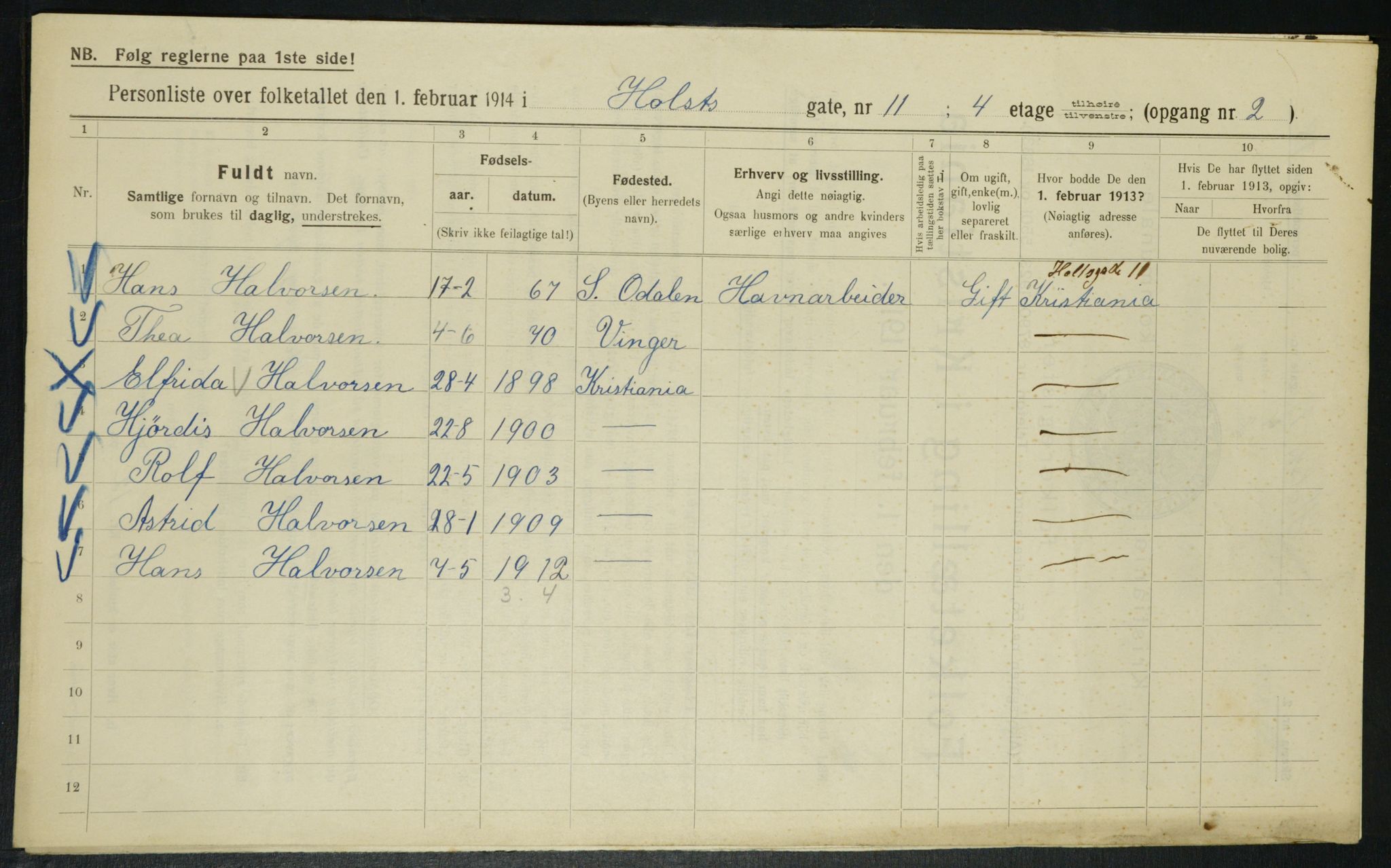 OBA, Municipal Census 1914 for Kristiania, 1914, p. 41177