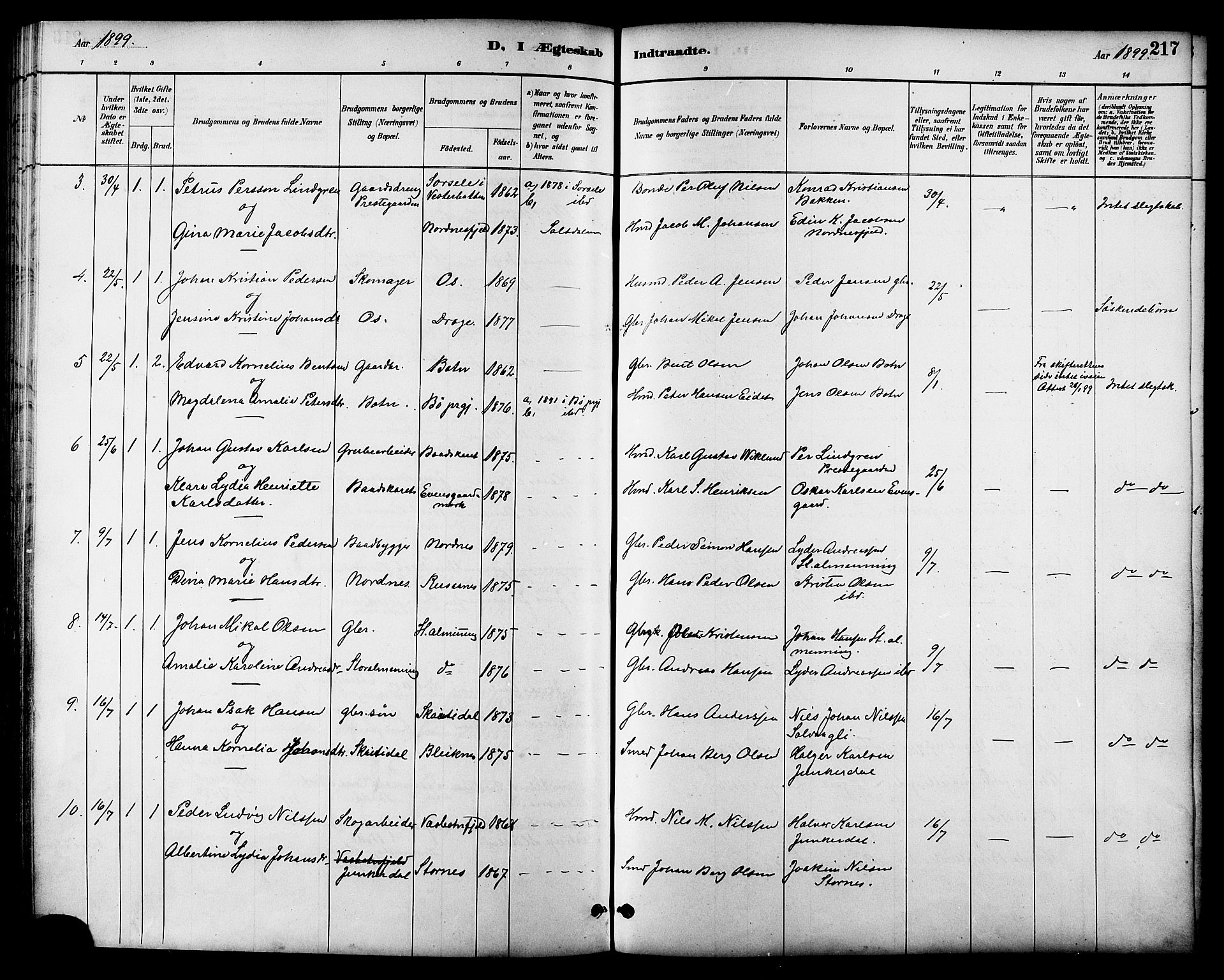 Ministerialprotokoller, klokkerbøker og fødselsregistre - Nordland, AV/SAT-A-1459/847/L0669: Parish register (official) no. 847A09, 1887-1901, p. 217