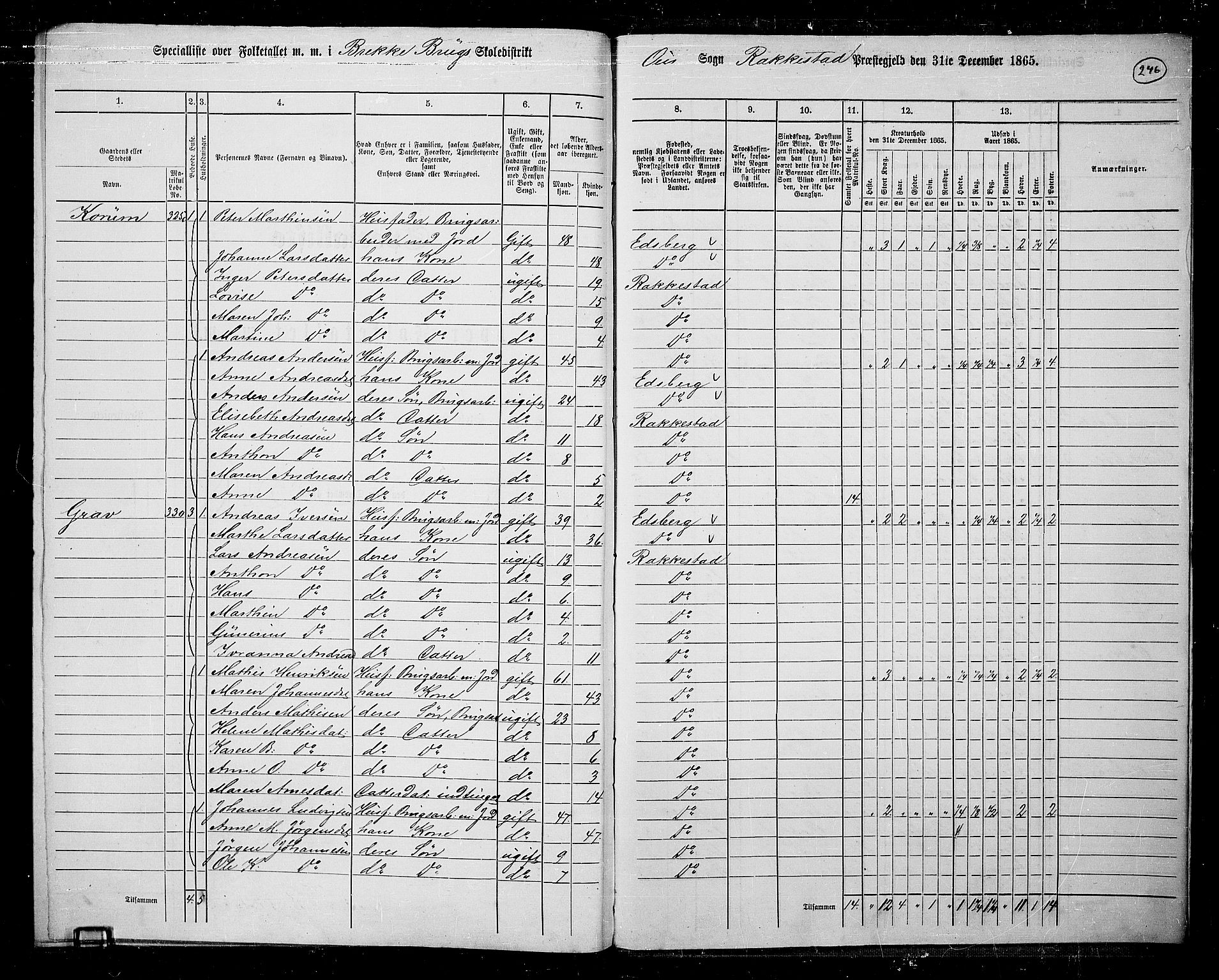RA, 1865 census for Rakkestad, 1865, p. 263