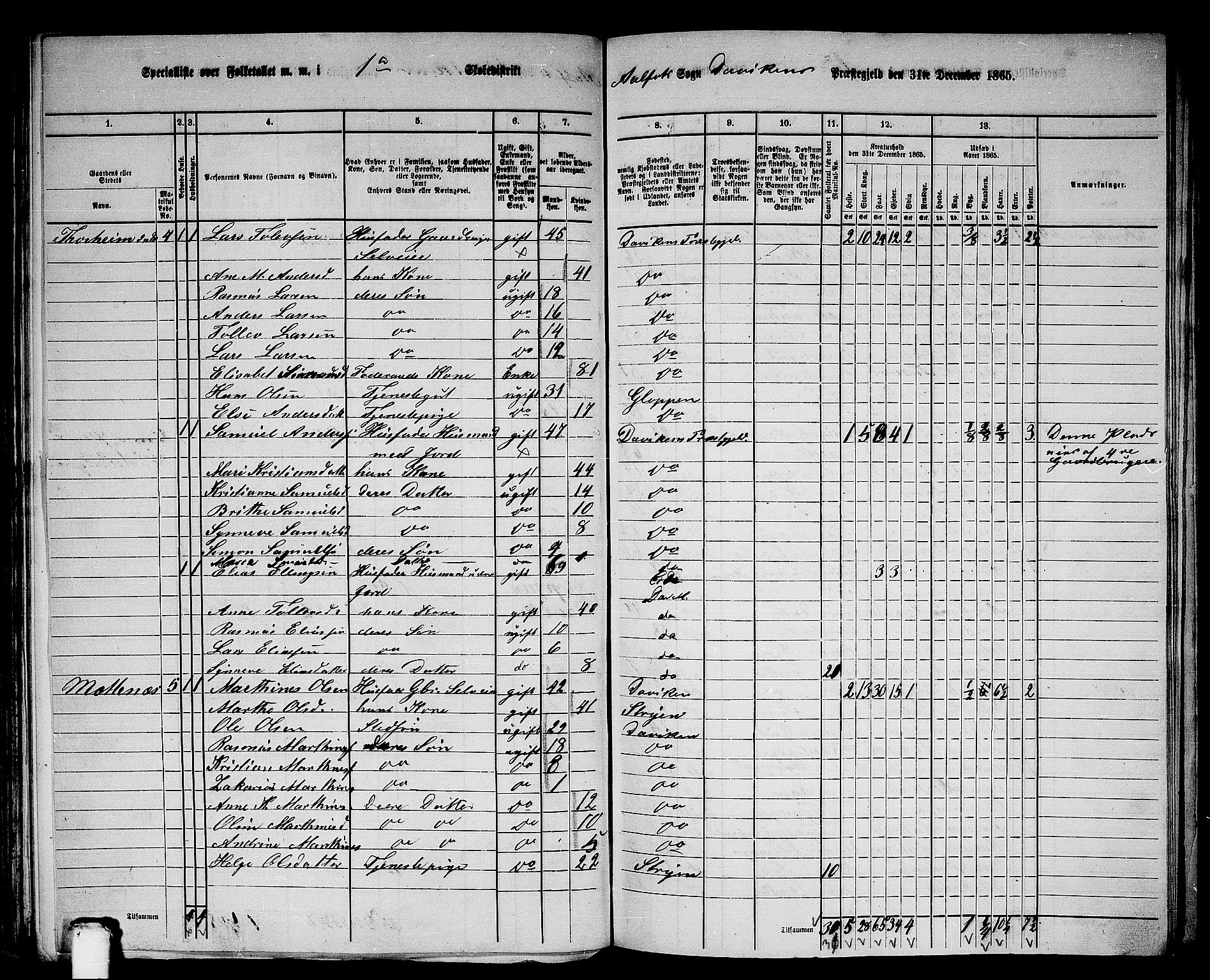 RA, 1865 census for Davik, 1865, p. 10