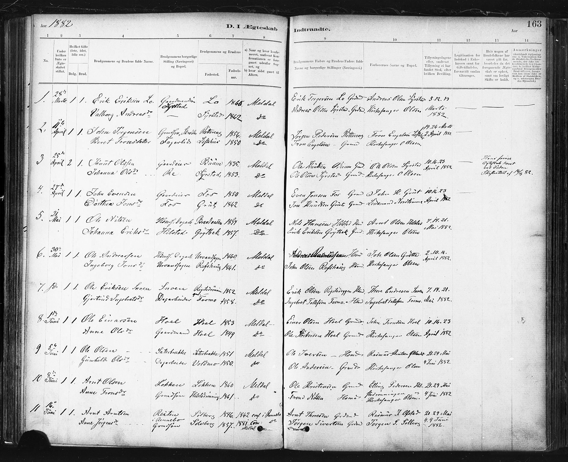 Ministerialprotokoller, klokkerbøker og fødselsregistre - Sør-Trøndelag, SAT/A-1456/672/L0857: Parish register (official) no. 672A09, 1882-1893, p. 163