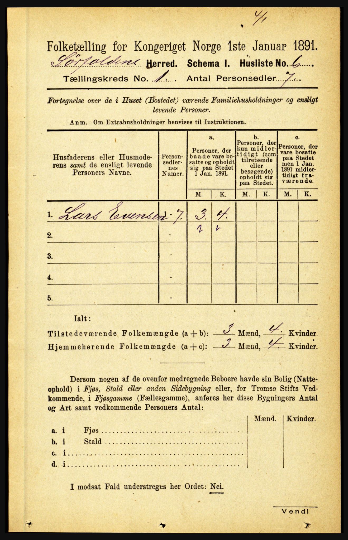 RA, 1891 census for 1845 Sørfold, 1891, p. 31