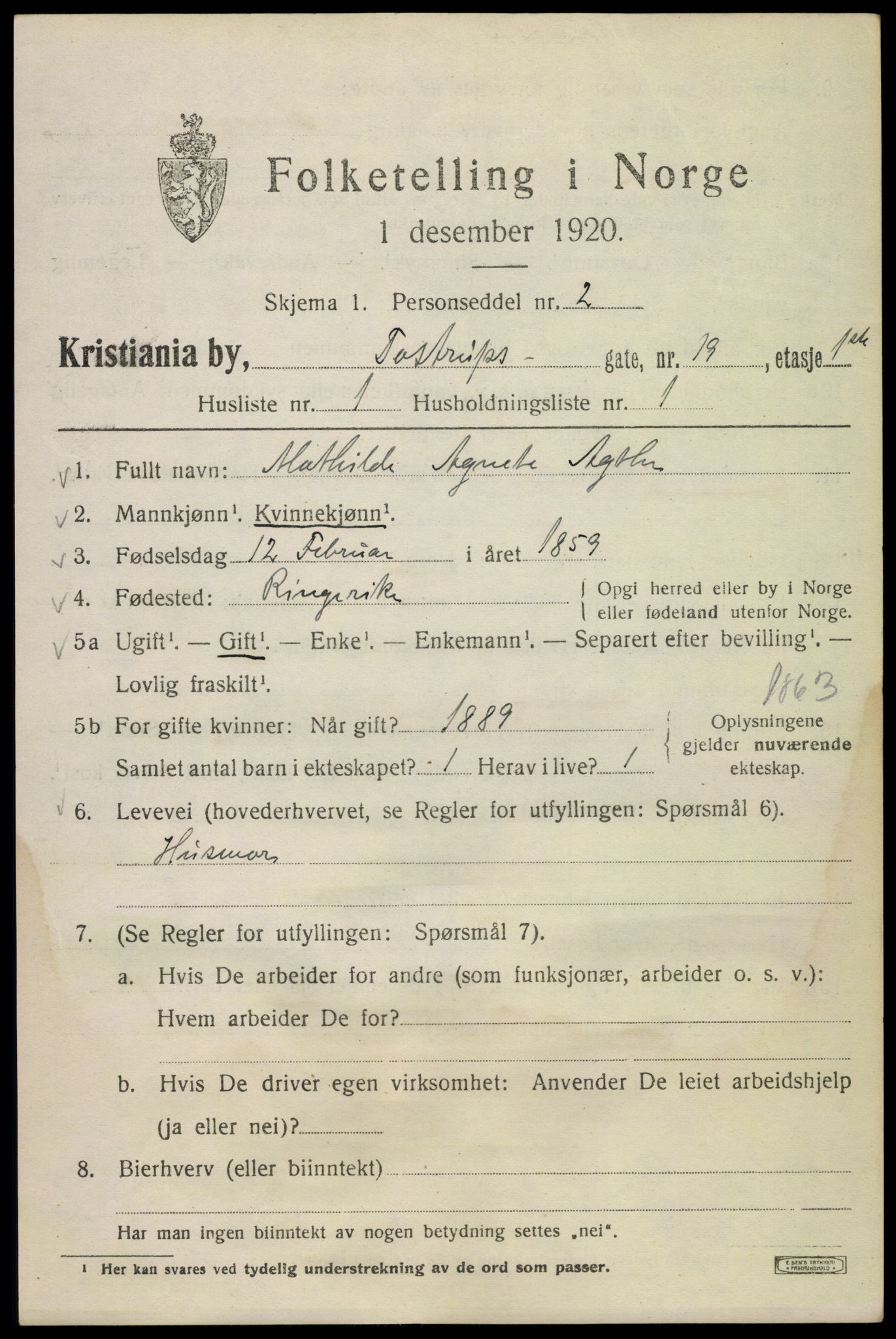 SAO, 1920 census for Kristiania, 1920, p. 595347