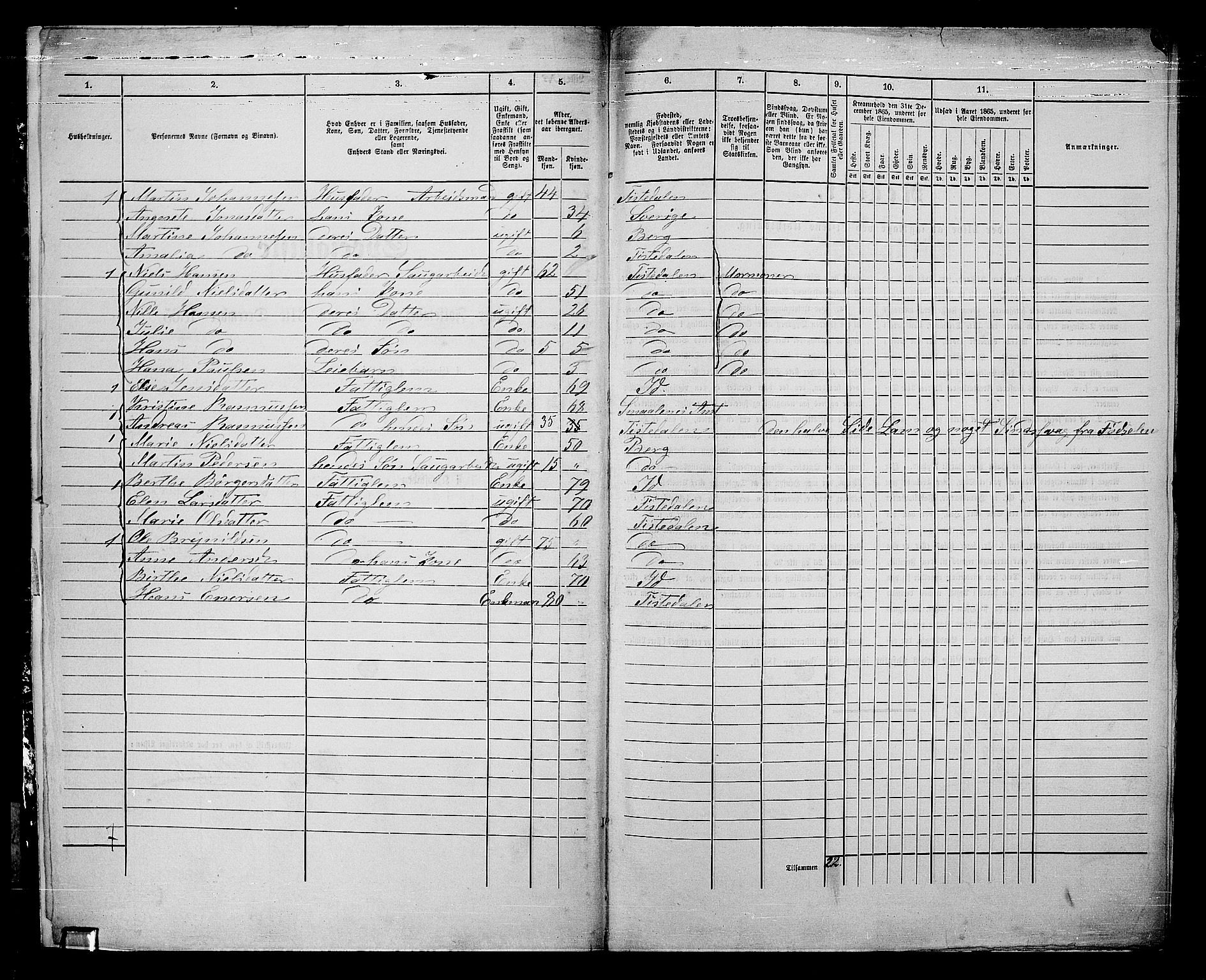 RA, 1865 census for Fredrikshald, 1865, p. 806