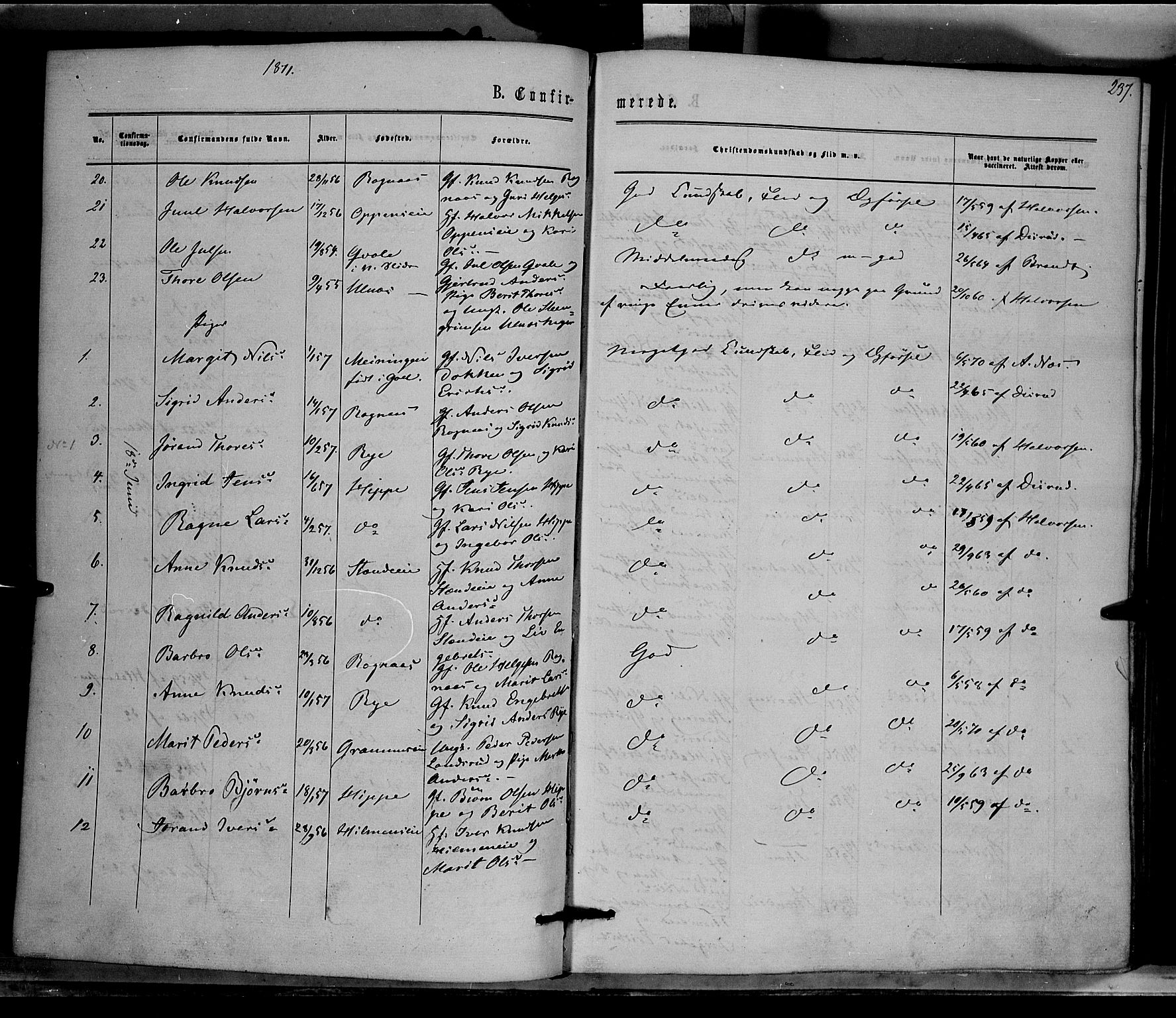 Nord-Aurdal prestekontor, SAH/PREST-132/H/Ha/Haa/L0008: Parish register (official) no. 8, 1863-1875, p. 237