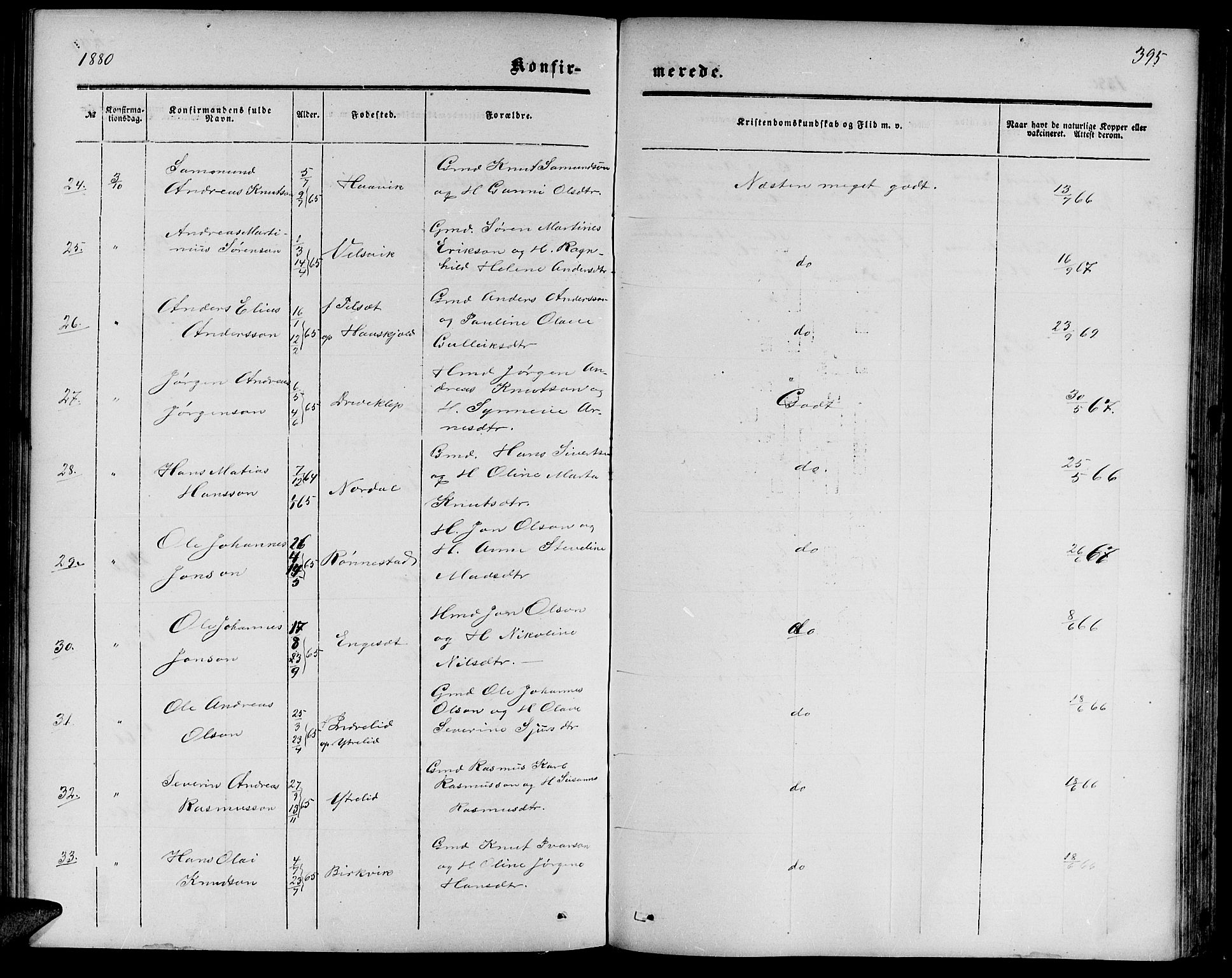 Ministerialprotokoller, klokkerbøker og fødselsregistre - Møre og Romsdal, AV/SAT-A-1454/511/L0157: Parish register (copy) no. 511C03, 1864-1884, p. 395