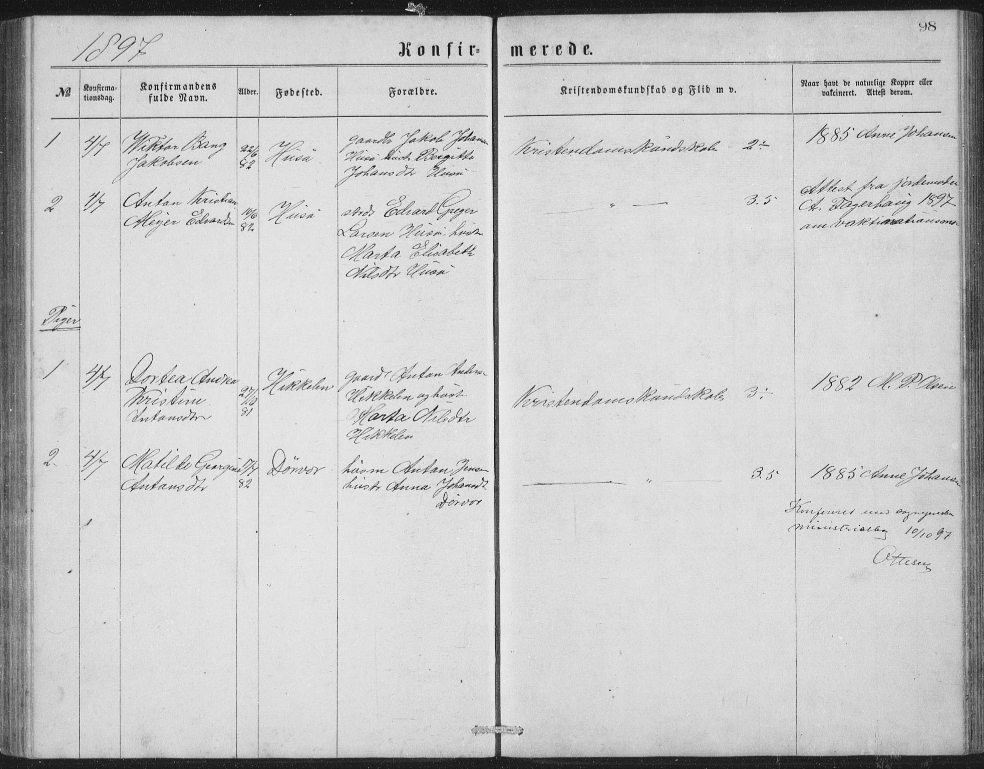 Ministerialprotokoller, klokkerbøker og fødselsregistre - Nordland, SAT/A-1459/840/L0582: Parish register (copy) no. 840C02, 1874-1900, p. 98