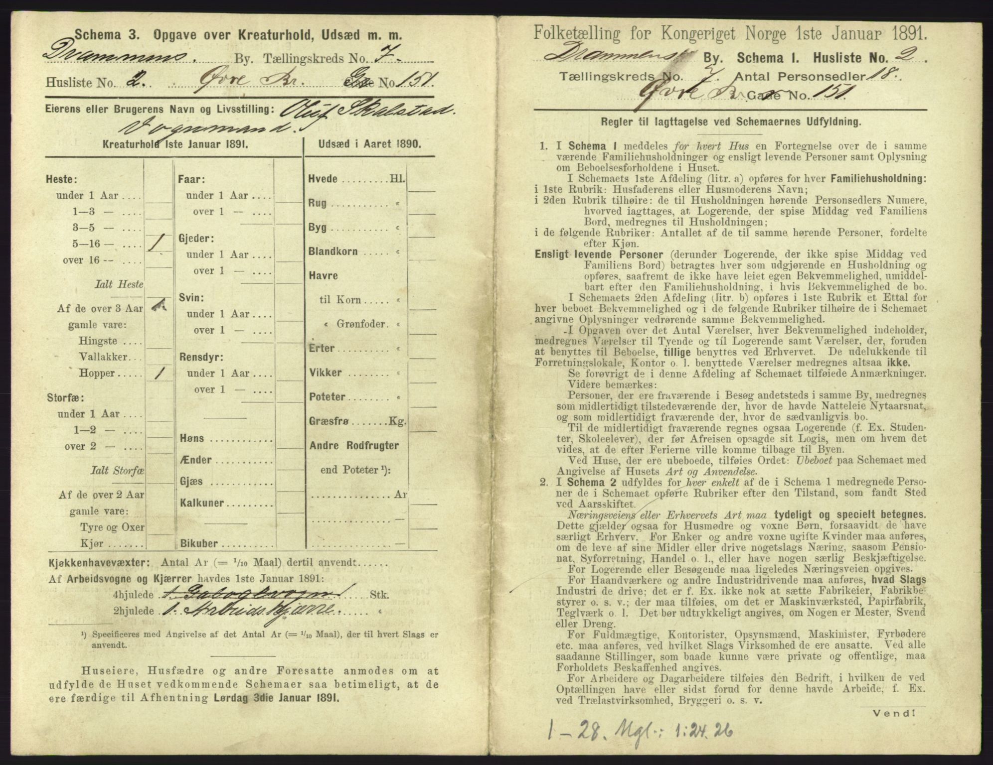 RA, 1891 census for 0602 Drammen, 1891, p. 581