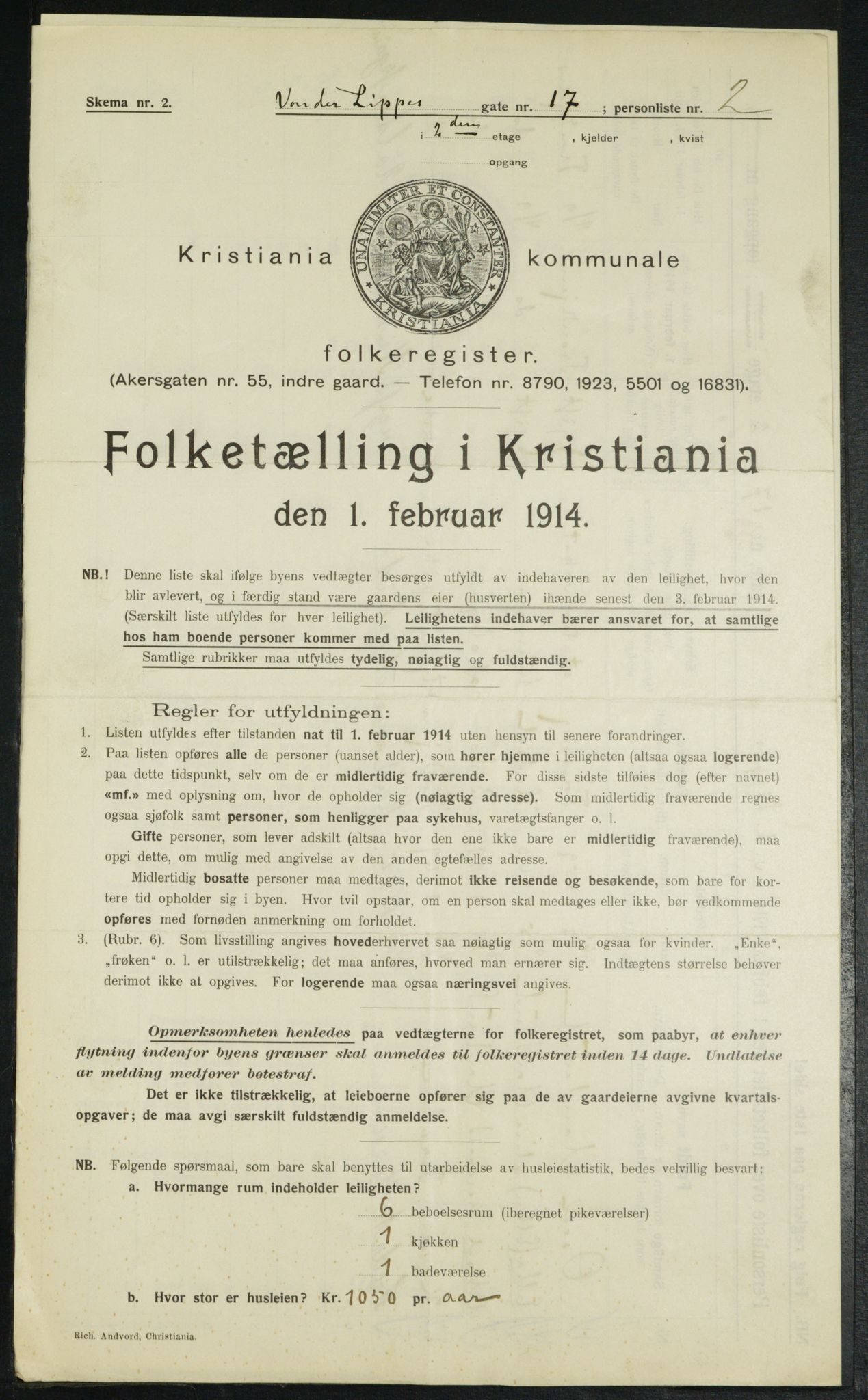 OBA, Municipal Census 1914 for Kristiania, 1914, p. 126455