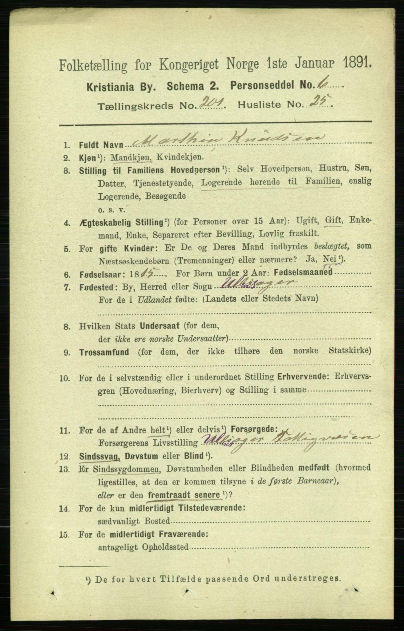 RA, 1891 census for 0301 Kristiania, 1891, p. 121400