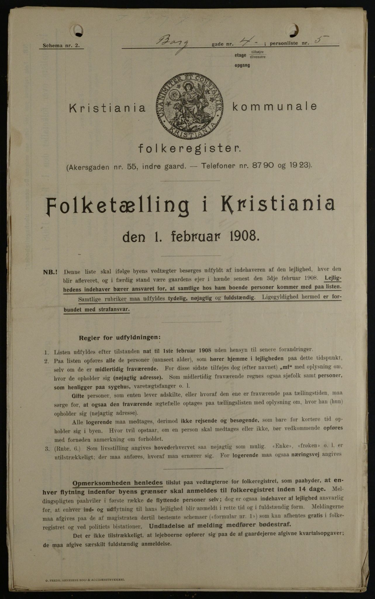 OBA, Municipal Census 1908 for Kristiania, 1908, p. 7504