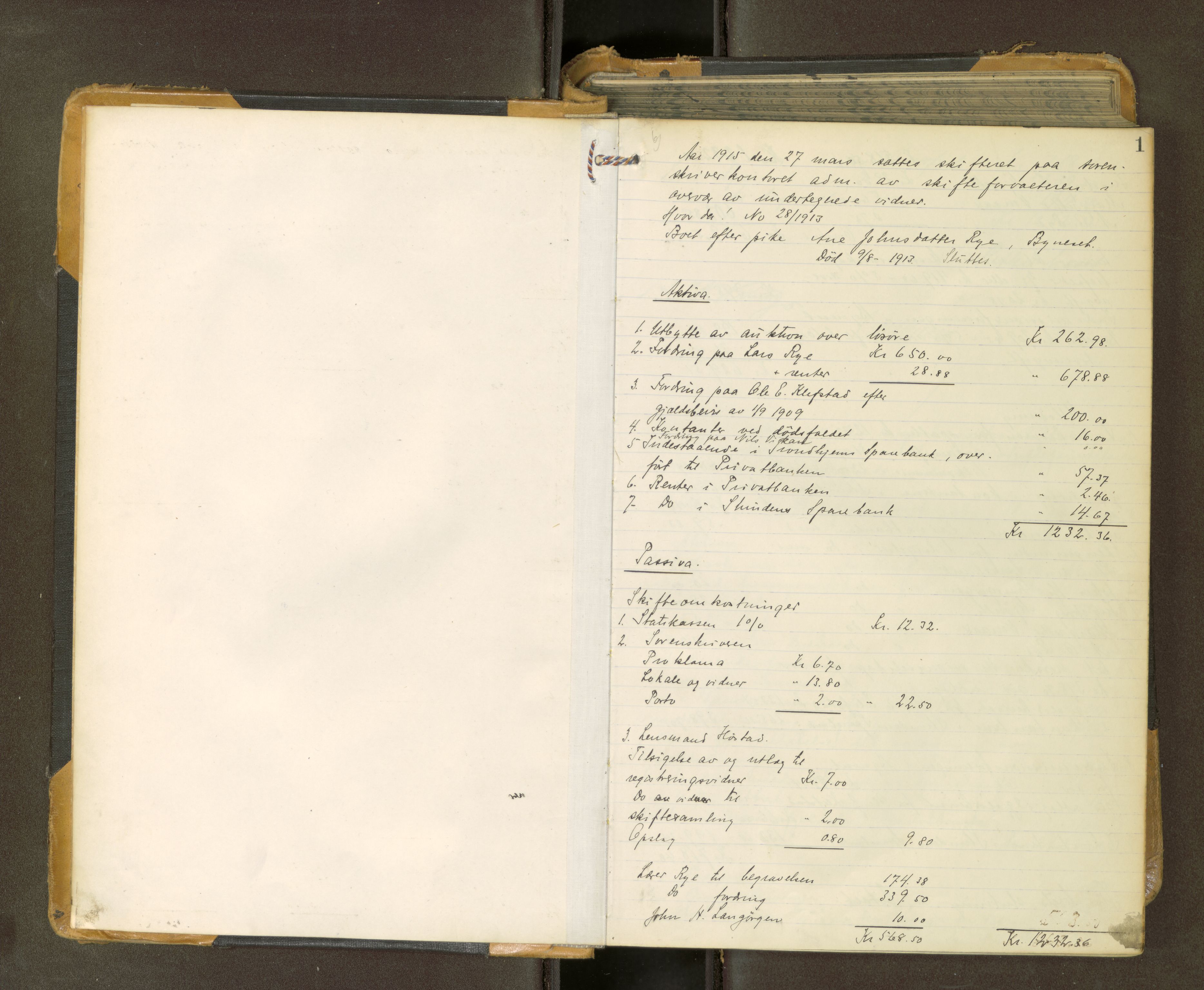 Strinda og Selbu sorenskriveri, AV/SAT-A-0015/3/3A/3Aa/L0018: Skifteutlodningsprot., 1915-1921, p. 1