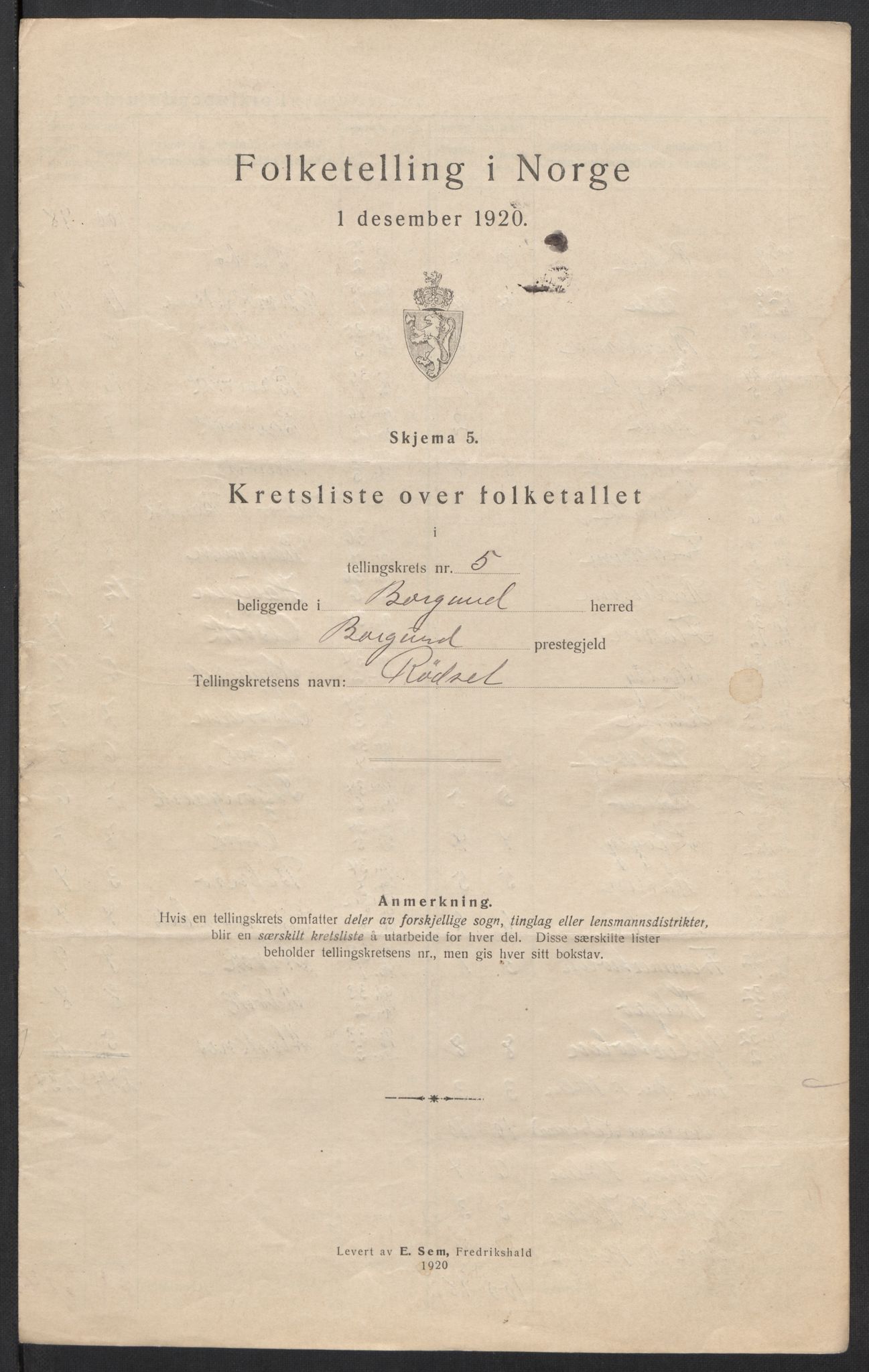 SAT, 1920 census for Borgund, 1920, p. 20