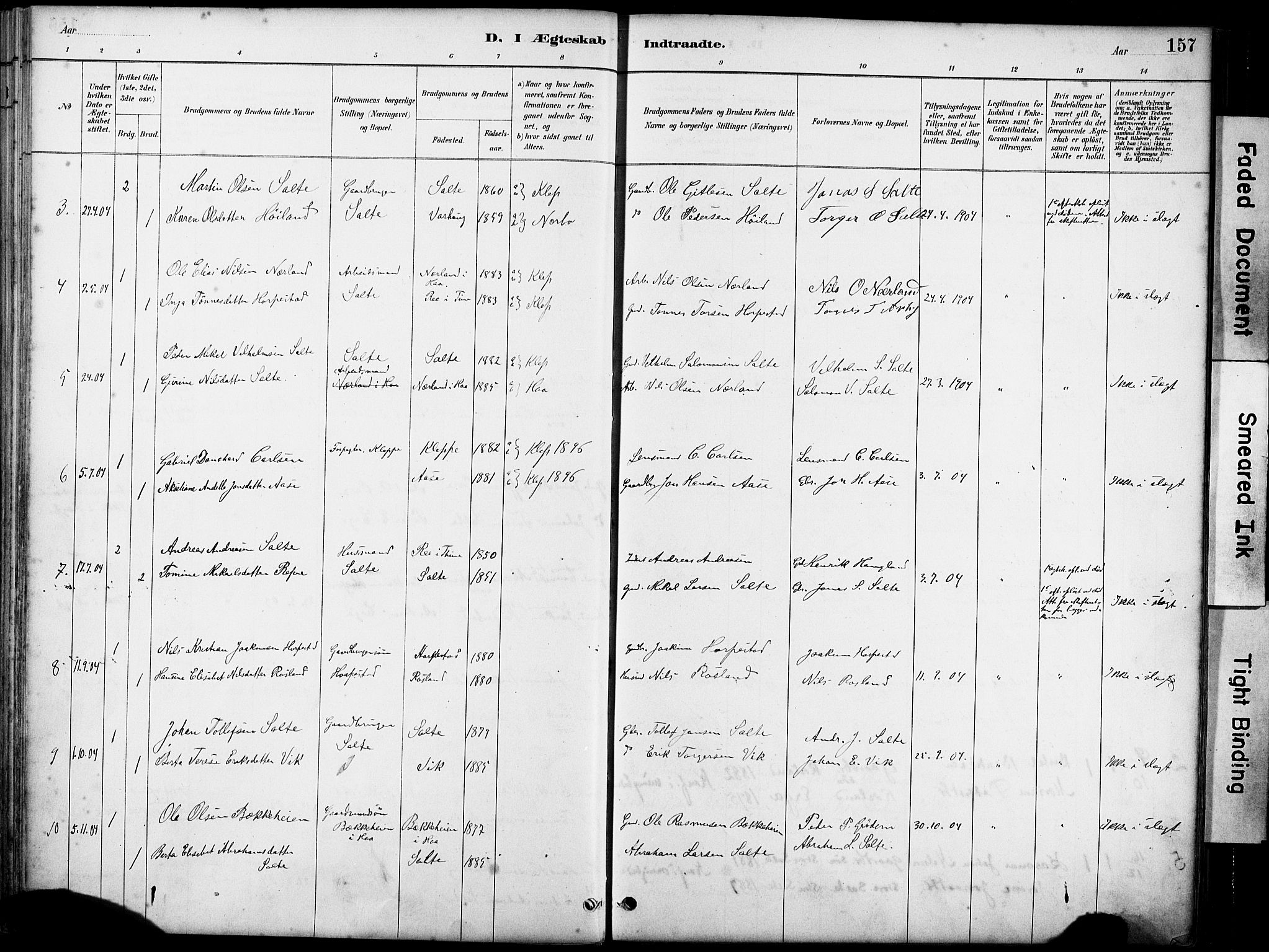 Klepp sokneprestkontor, SAST/A-101803/001/3/30BA/L0007: Parish register (official) no. A 8, 1886-1912, p. 157