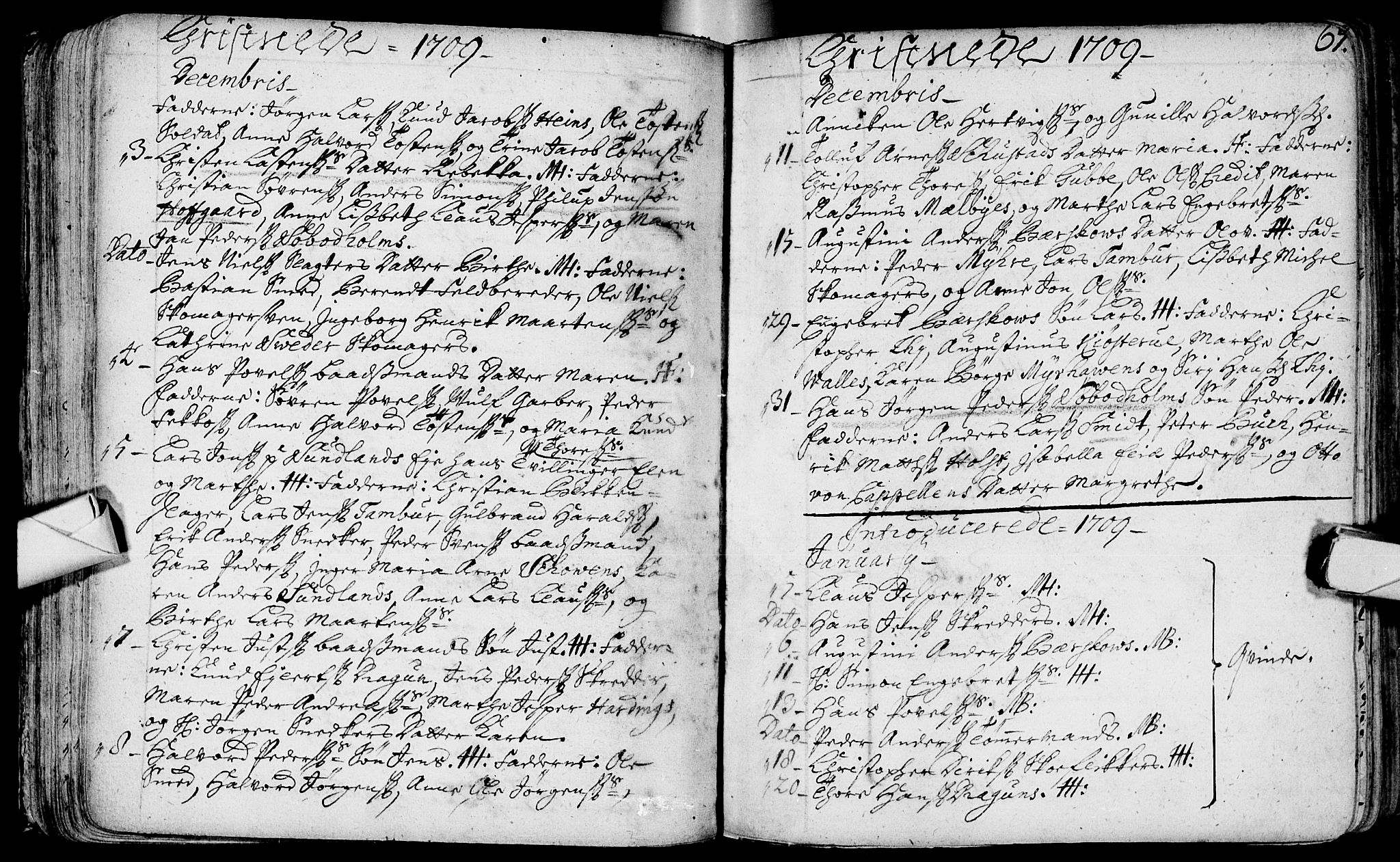 Bragernes kirkebøker, AV/SAKO-A-6/F/Fa/L0003: Parish register (official) no. I 3, 1706-1734, p. 67