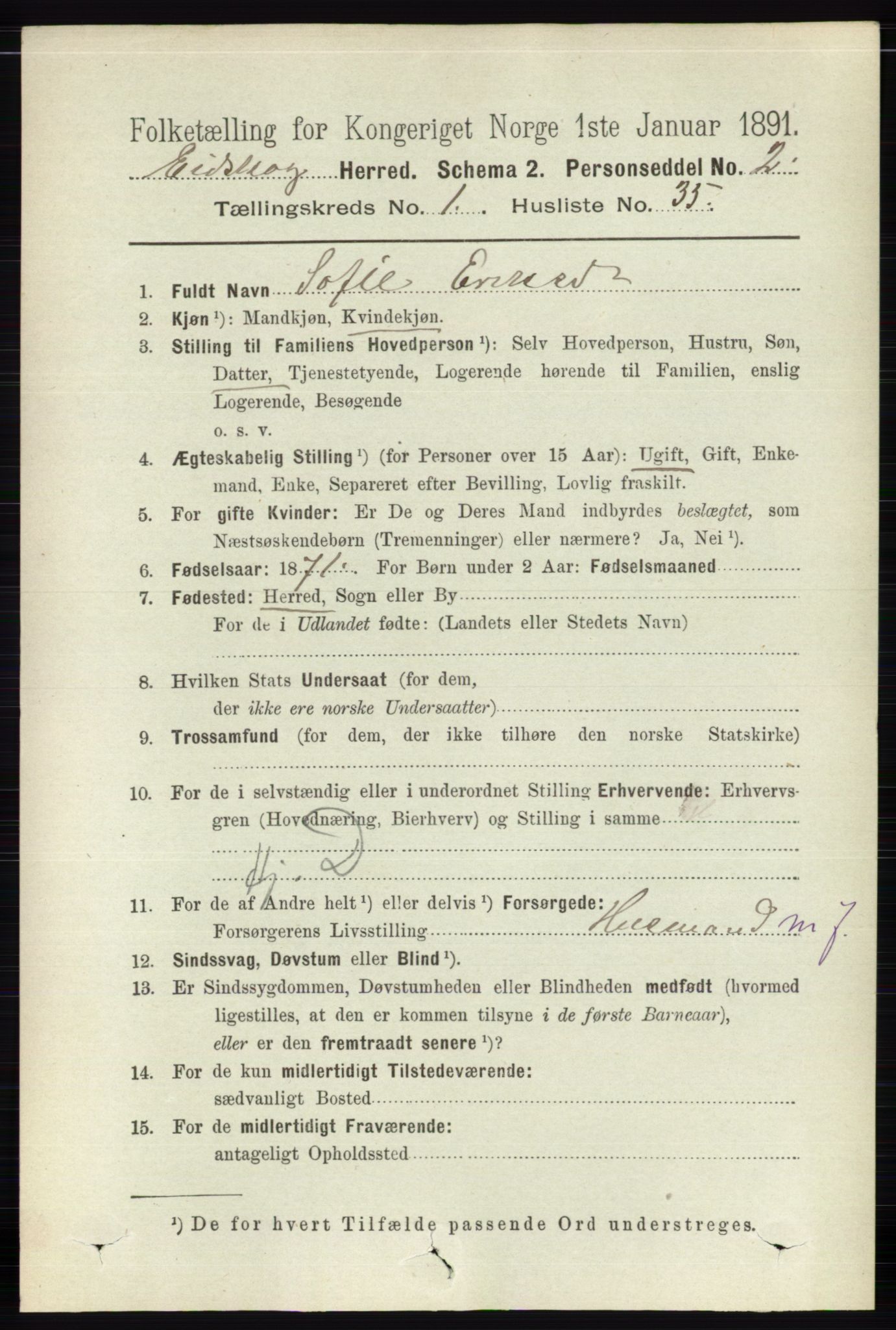 RA, 1891 census for 0420 Eidskog, 1891, p. 306