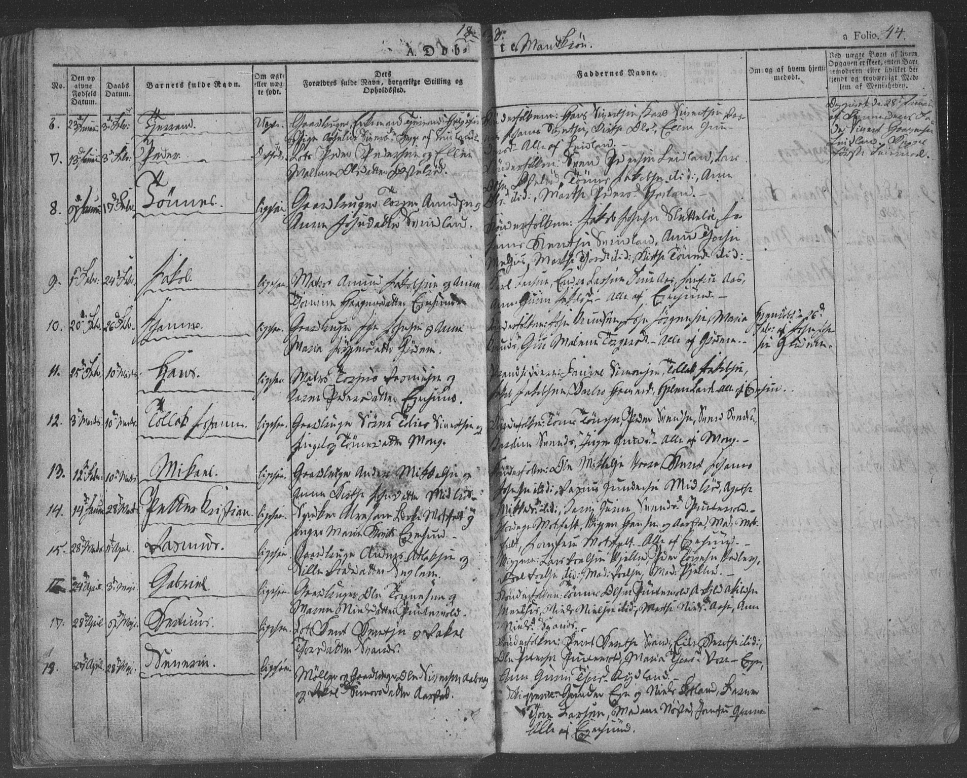 Eigersund sokneprestkontor, AV/SAST-A-101807/S08/L0009: Parish register (official) no. A 9, 1827-1850, p. 44