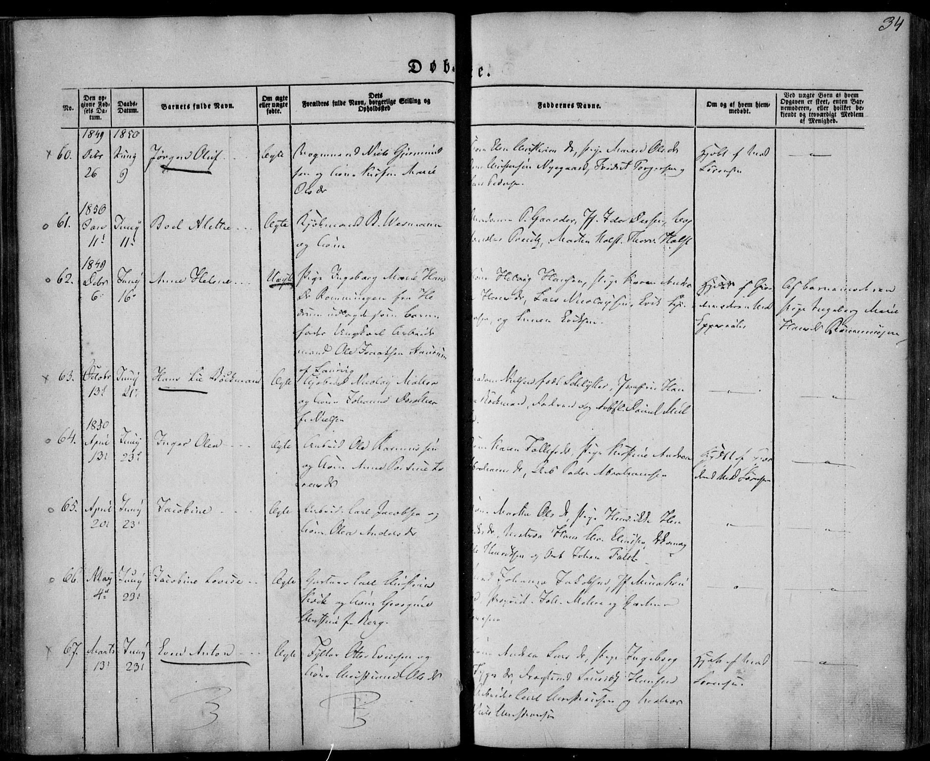 Larvik kirkebøker, AV/SAKO-A-352/F/Fa/L0003: Parish register (official) no. I 3, 1848-1856, p. 34