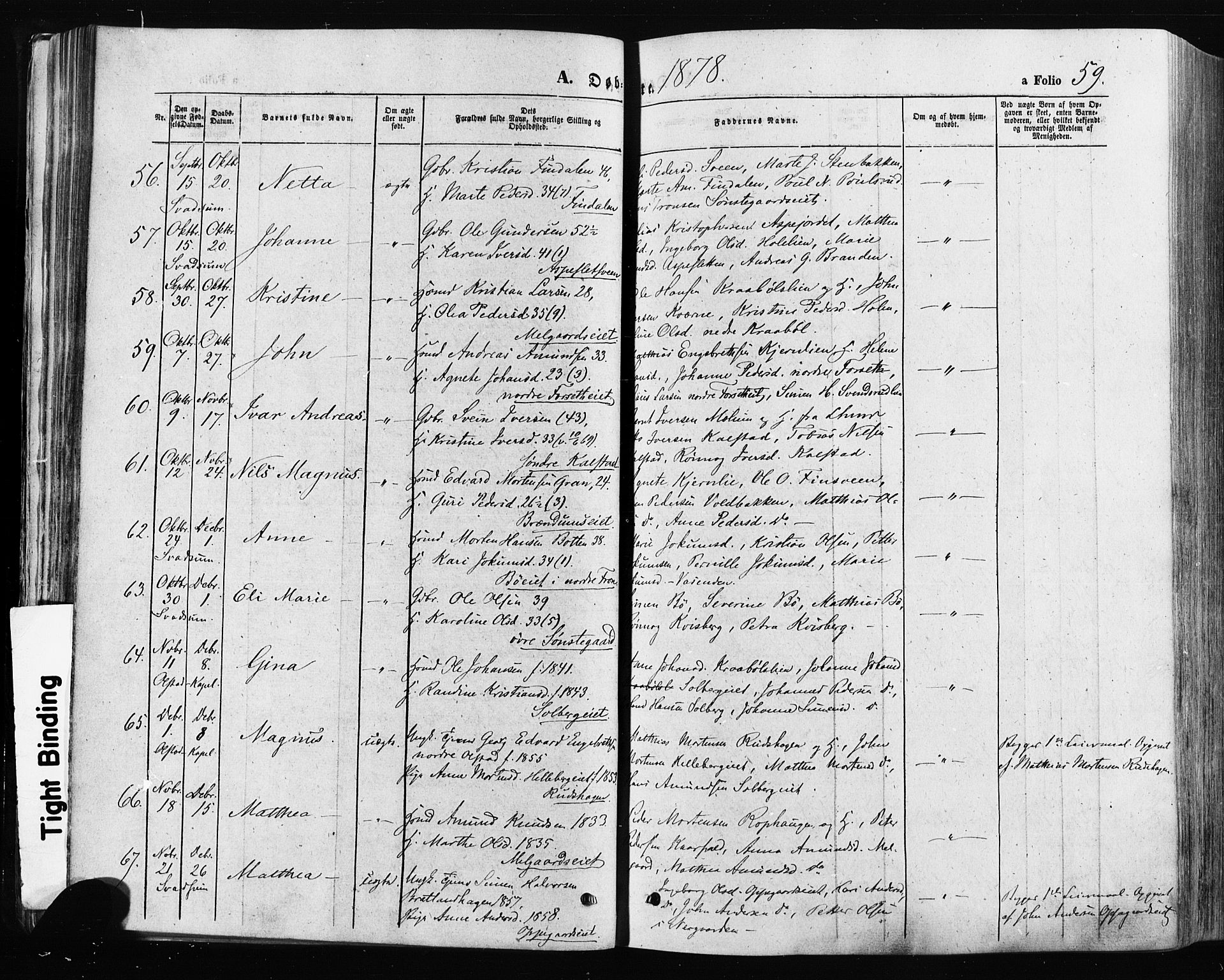 Gausdal prestekontor, SAH/PREST-090/H/Ha/Haa/L0010: Parish register (official) no. 10, 1867-1886, p. 59