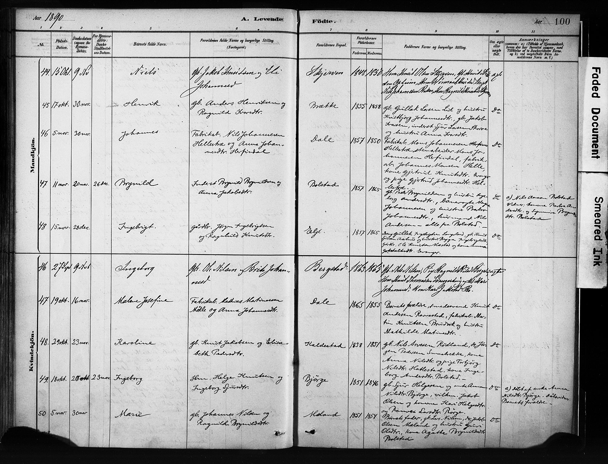 Evanger sokneprestembete, SAB/A-99924: Parish register (official) no. A 1, 1877-1899, p. 100
