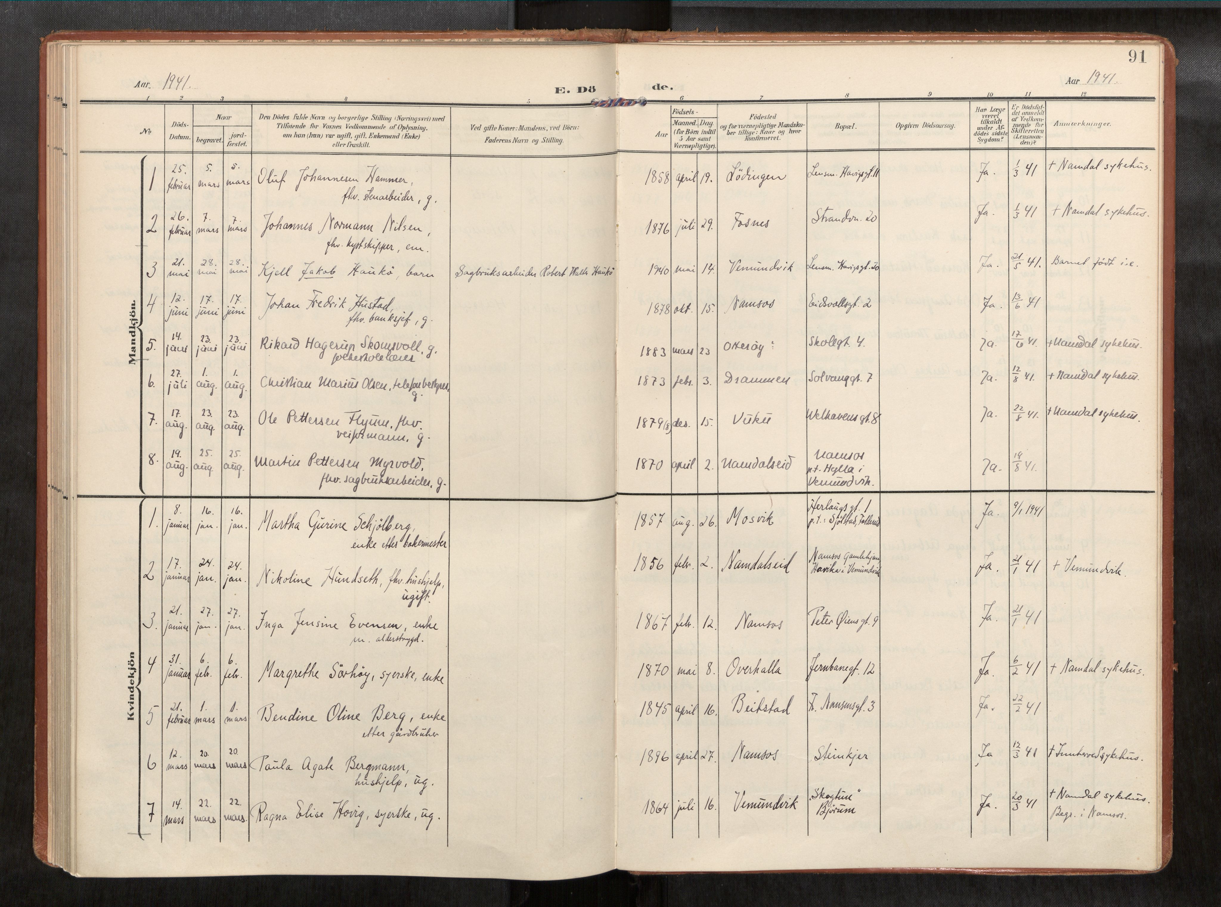 Ministerialprotokoller, klokkerbøker og fødselsregistre - Nord-Trøndelag, AV/SAT-A-1458/768/L0579b: Parish register (official) no. 768A15, 1908-1945, p. 91