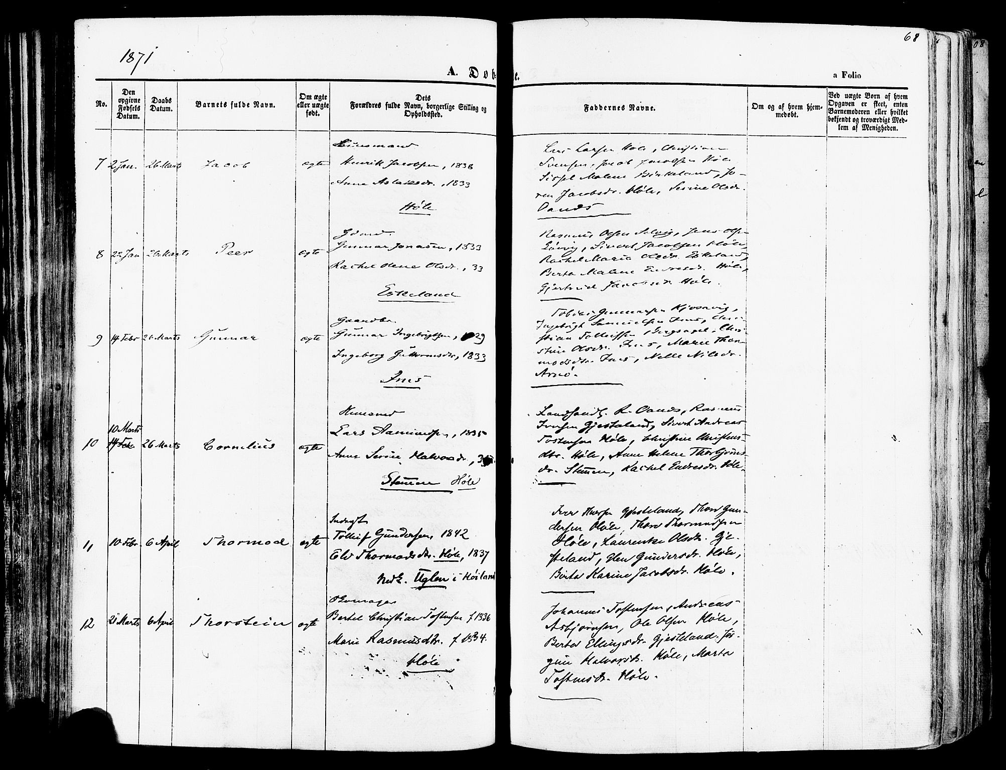 Høgsfjord sokneprestkontor, AV/SAST-A-101624/H/Ha/Haa/L0002: Parish register (official) no. A 2, 1855-1885, p. 68