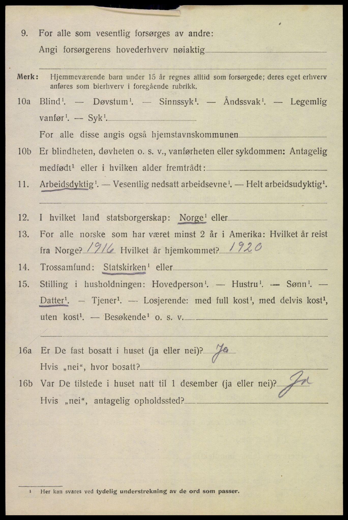 SAK, 1920 census for Stokken, 1920, p. 3295