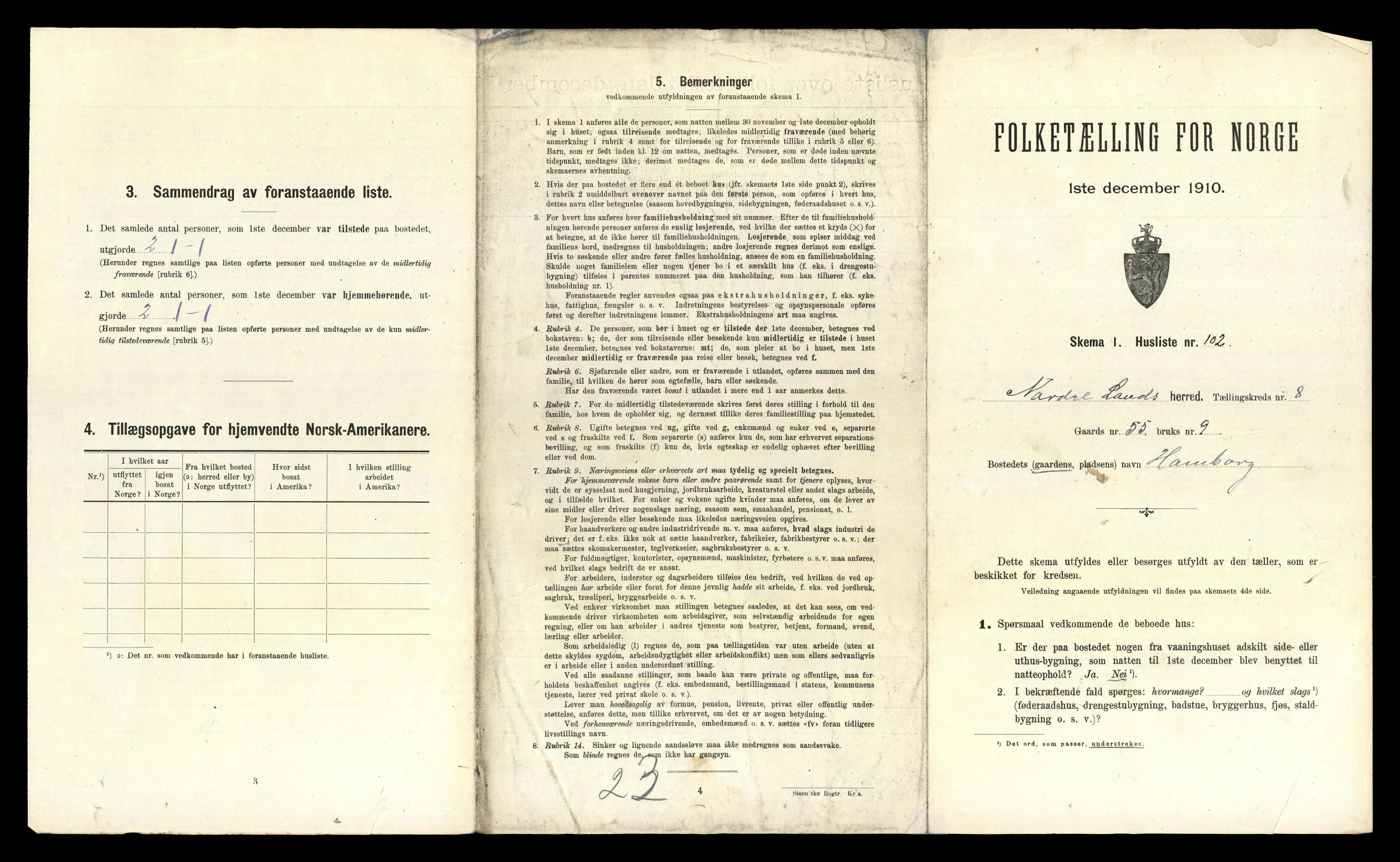 RA, 1910 census for Nordre Land, 1910, p. 901