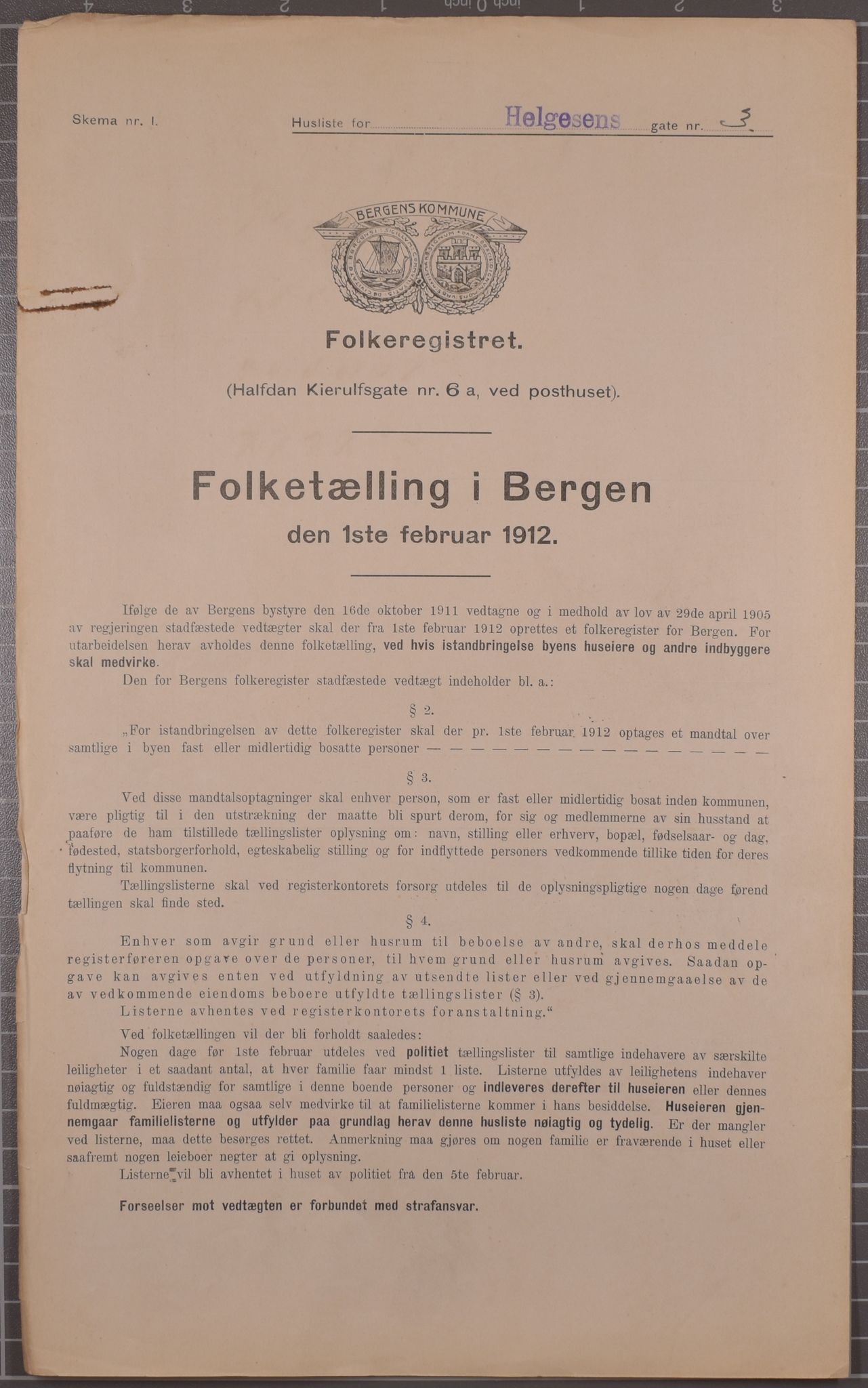 SAB, Municipal Census 1912 for Bergen, 1912, p. 1988