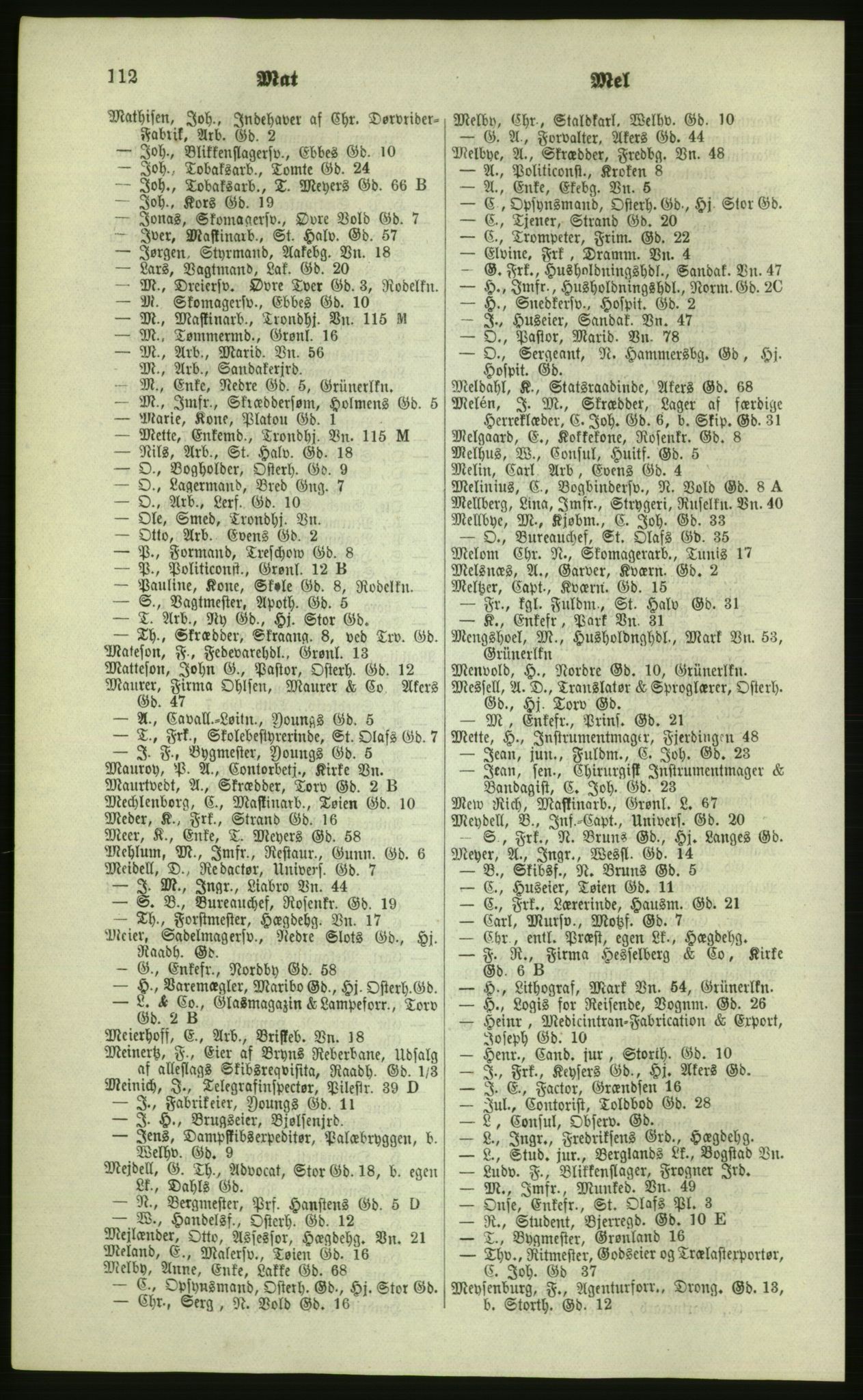 Kristiania/Oslo adressebok, PUBL/-, 1879, p. 112