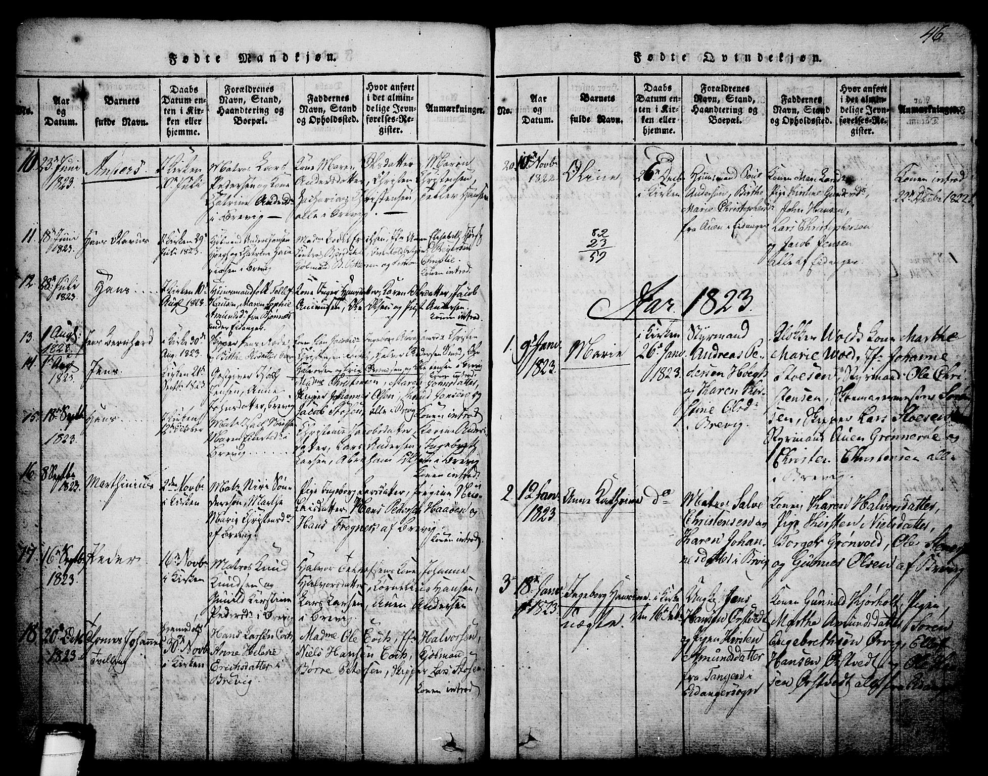 Brevik kirkebøker, SAKO/A-255/G/Ga/L0001: Parish register (copy) no. 1, 1814-1845, p. 46